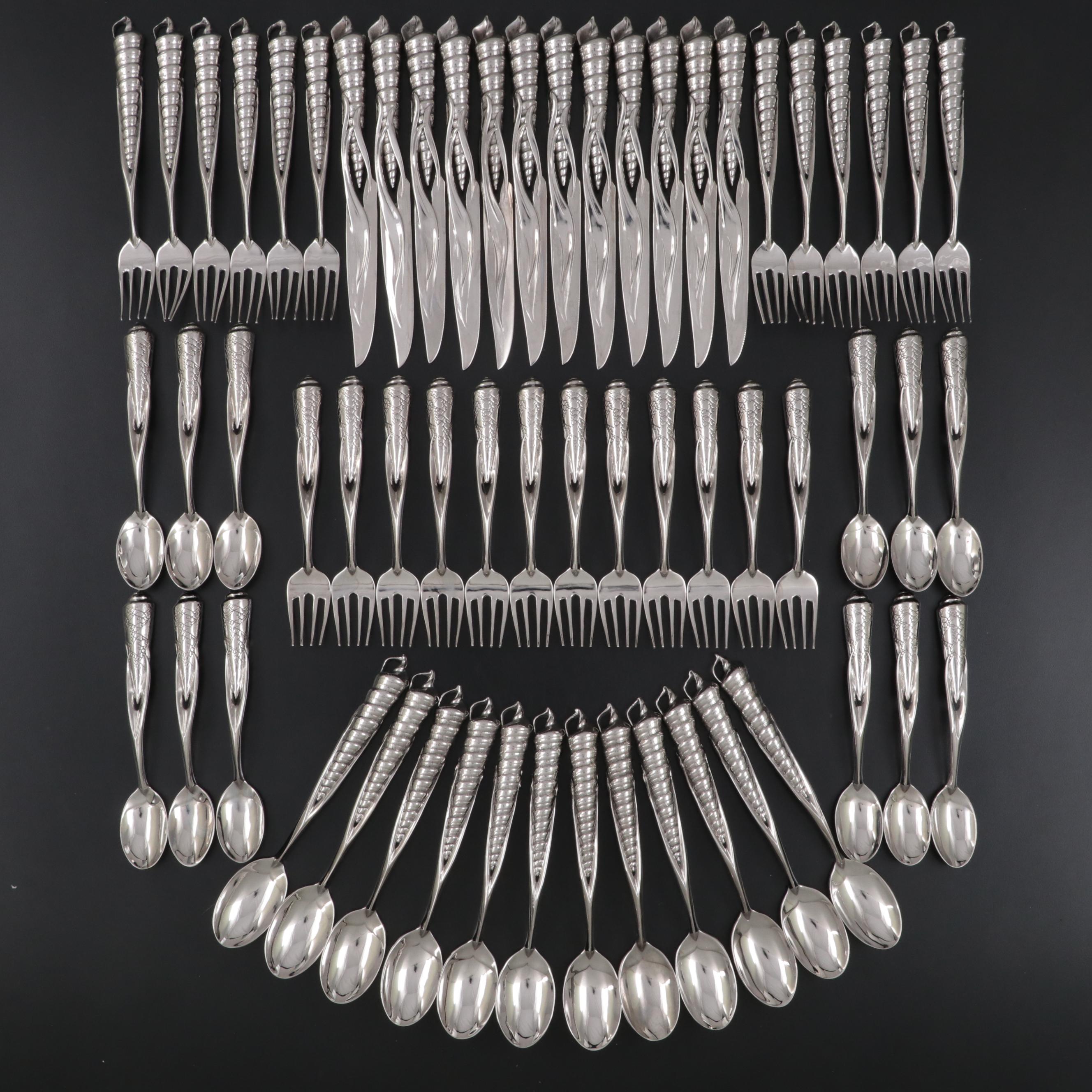 Stainless Flatware with Seashell Shaped Handles