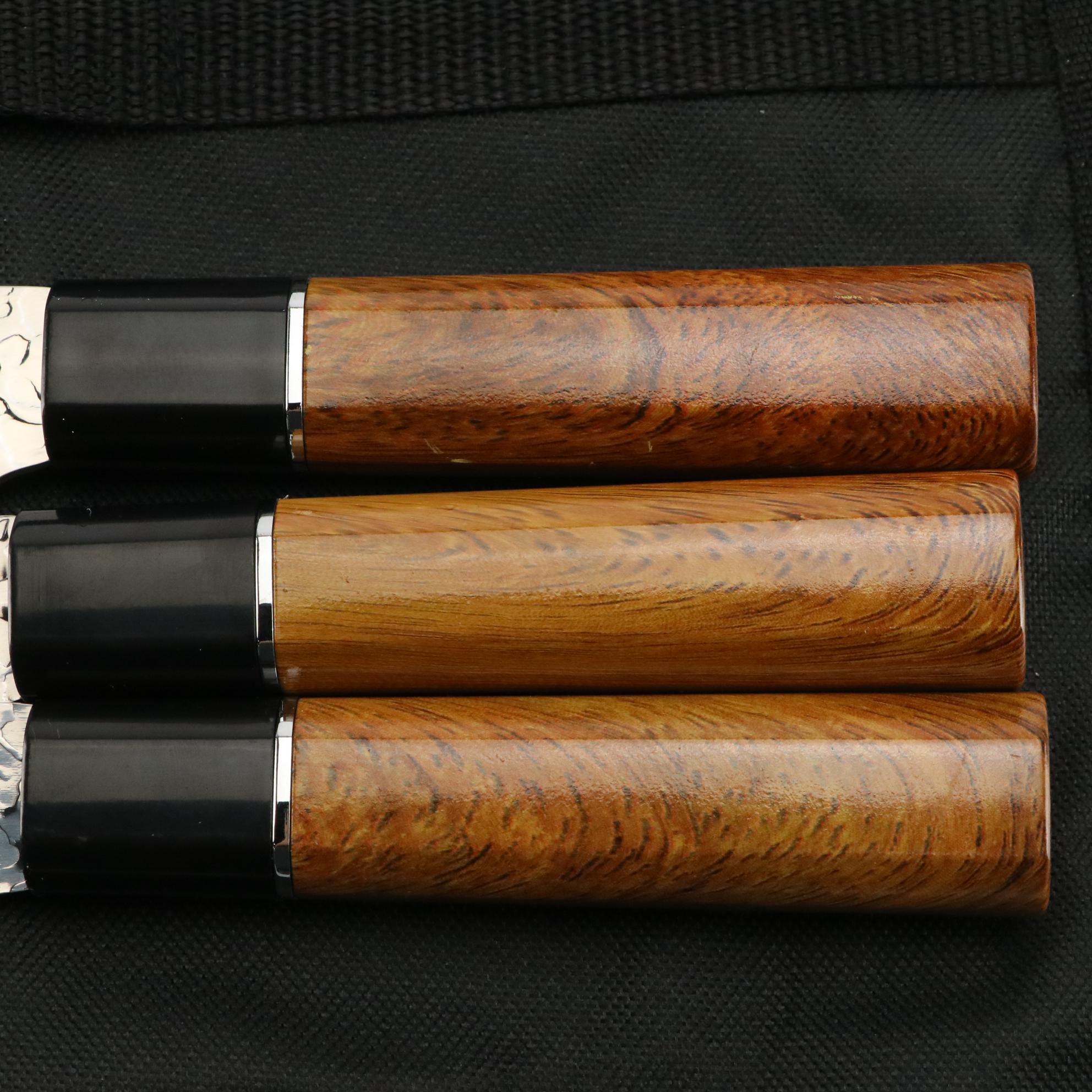 Four Piece Chef's Knife and Cleaver Set in Nylon Roll Case