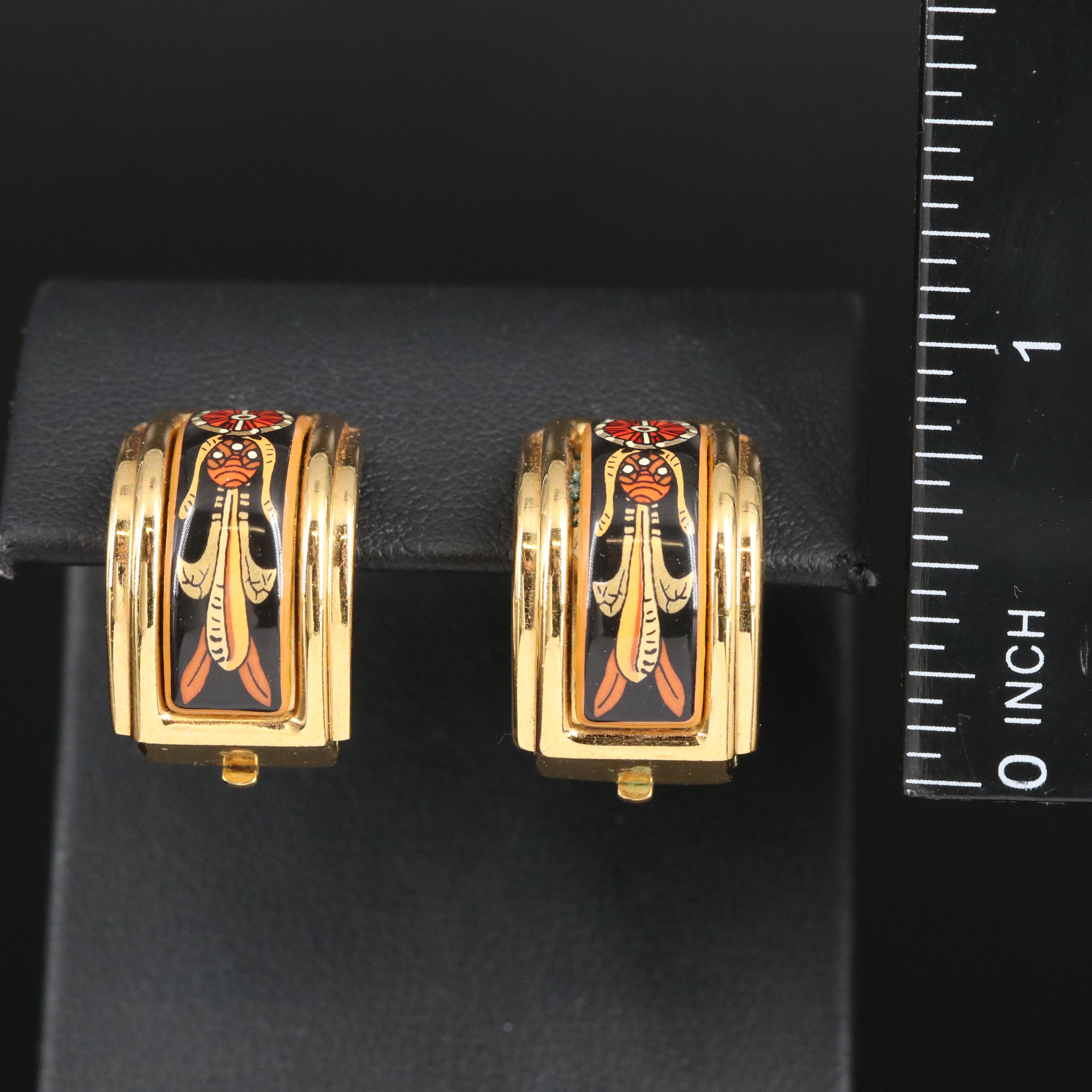 Hermès Enamel Half Hoop Earrings