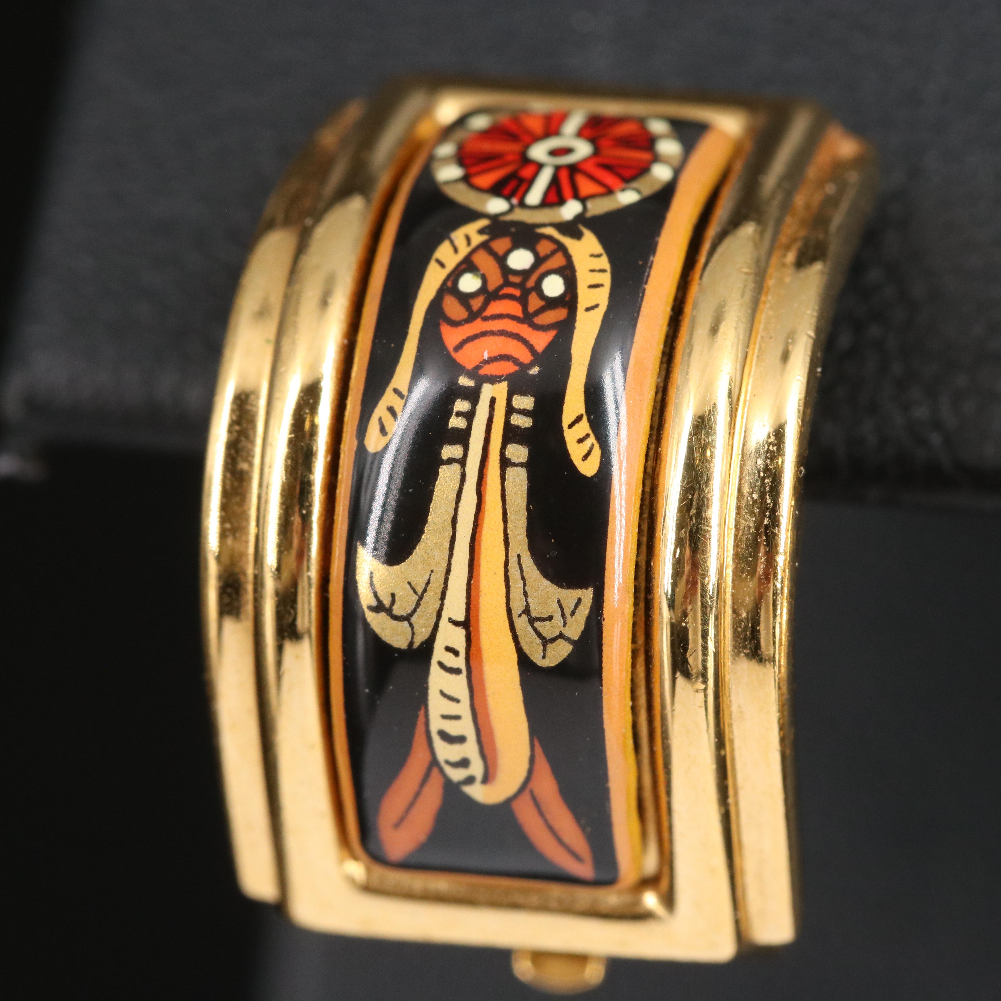 Hermès Enamel Half Hoop Earrings