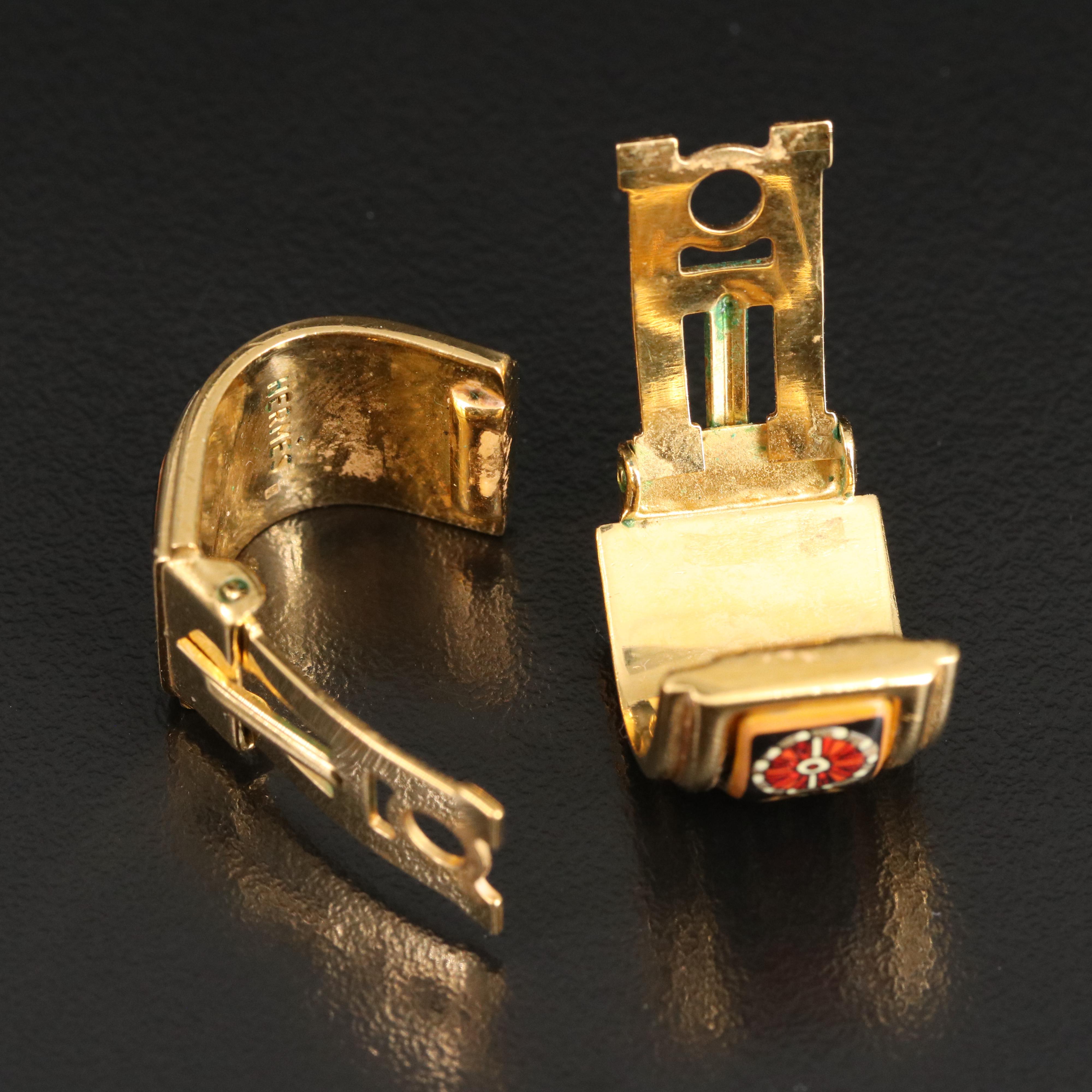 Hermès Enamel Half Hoop Earrings