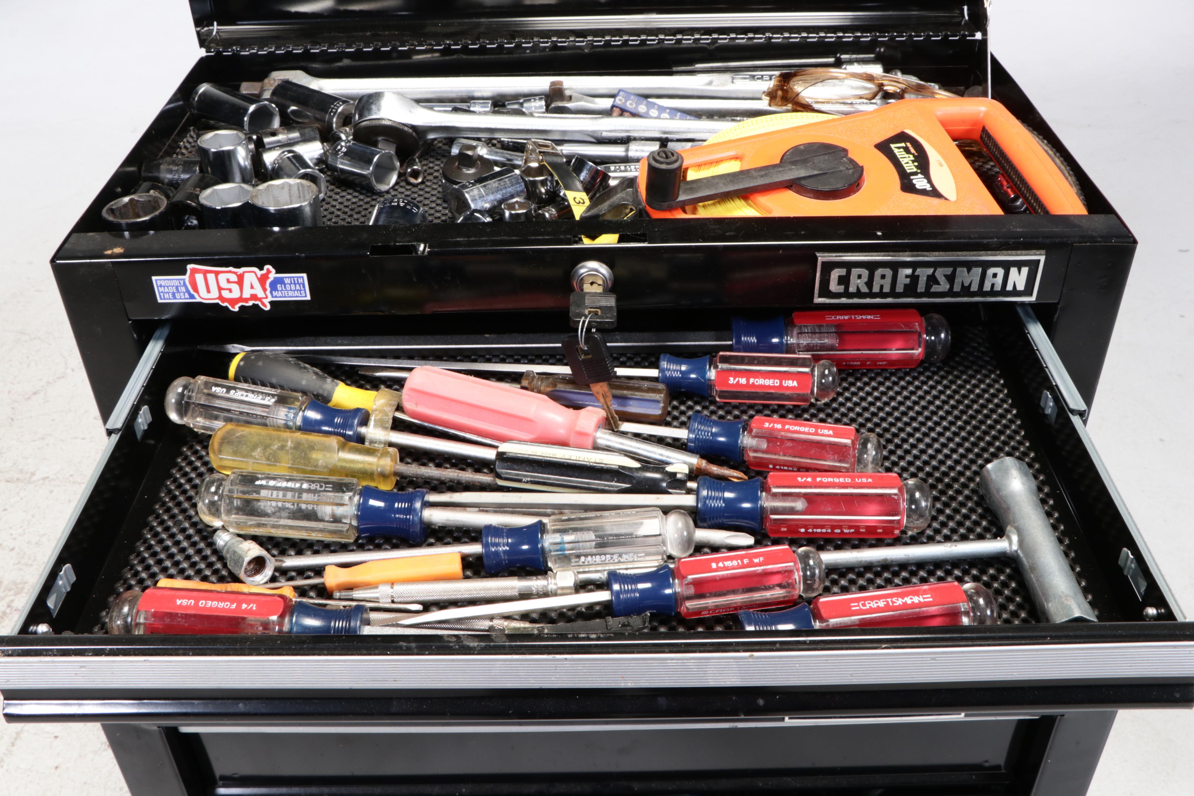 Craftsman Black Enamel and Aluminum Tool Chest on Casters