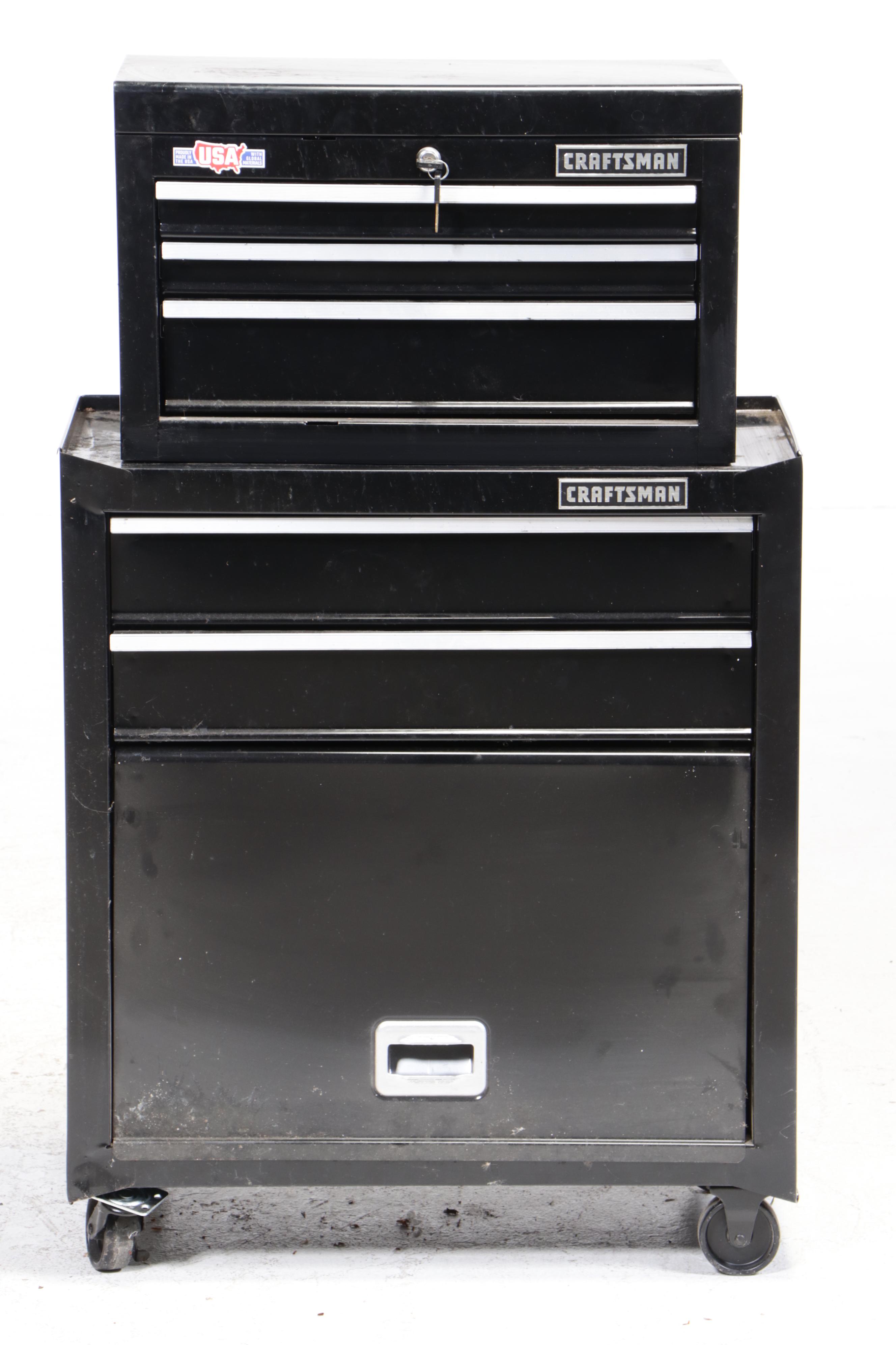 Craftsman Black Enamel and Aluminum Tool Chest on Casters