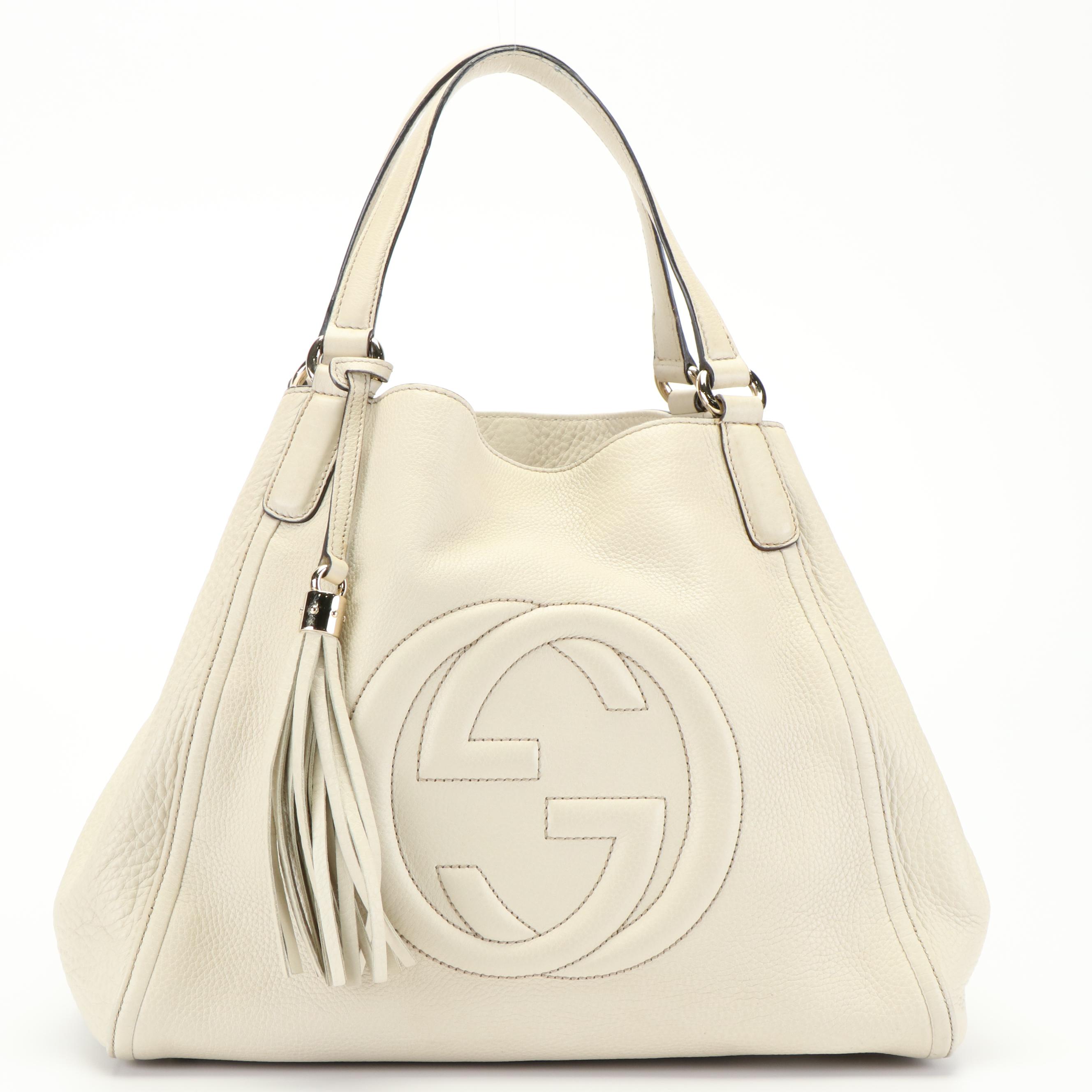 Gucci Soho Cellarius  White Leather Tote Bag