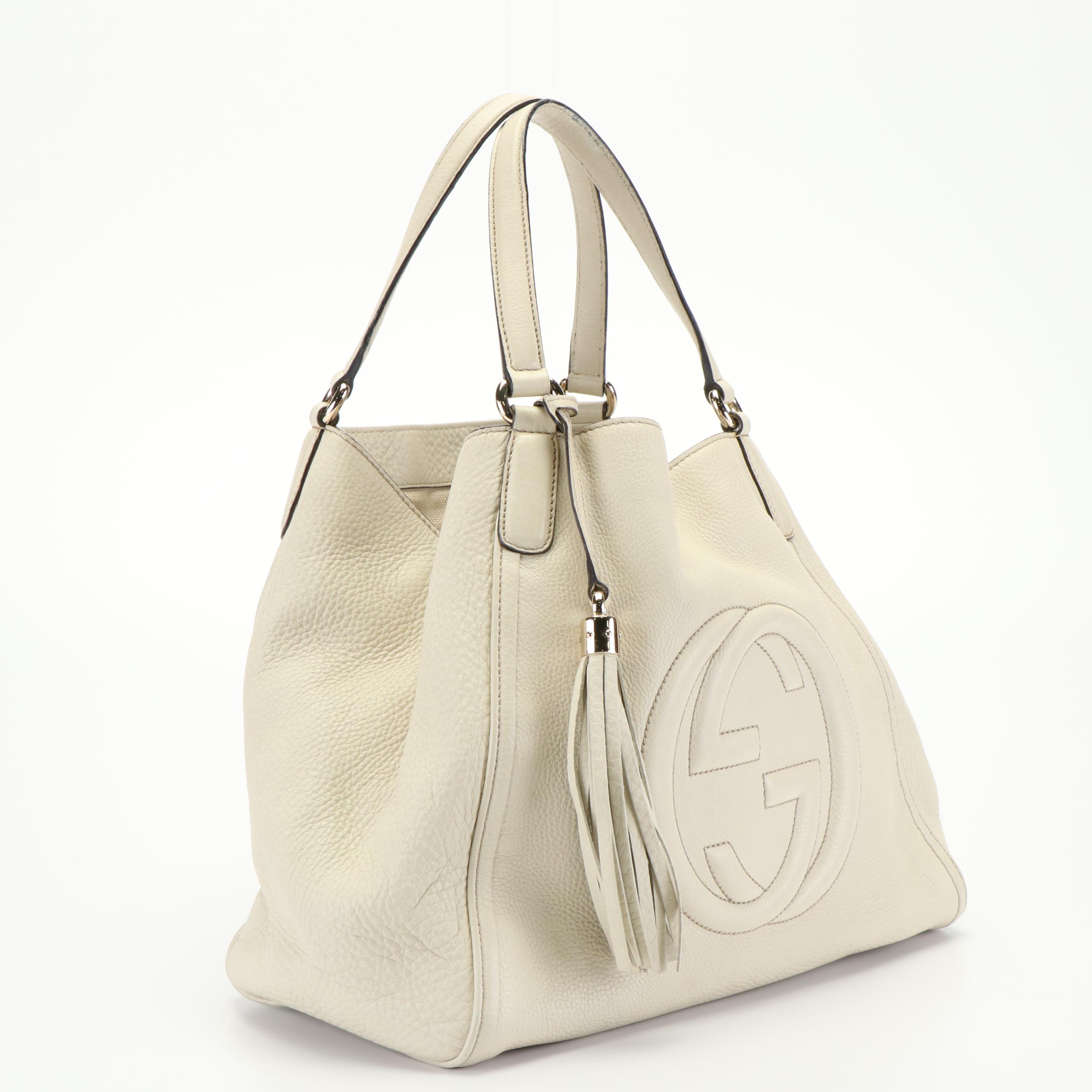 Gucci Soho Cellarius  White Leather Tote Bag