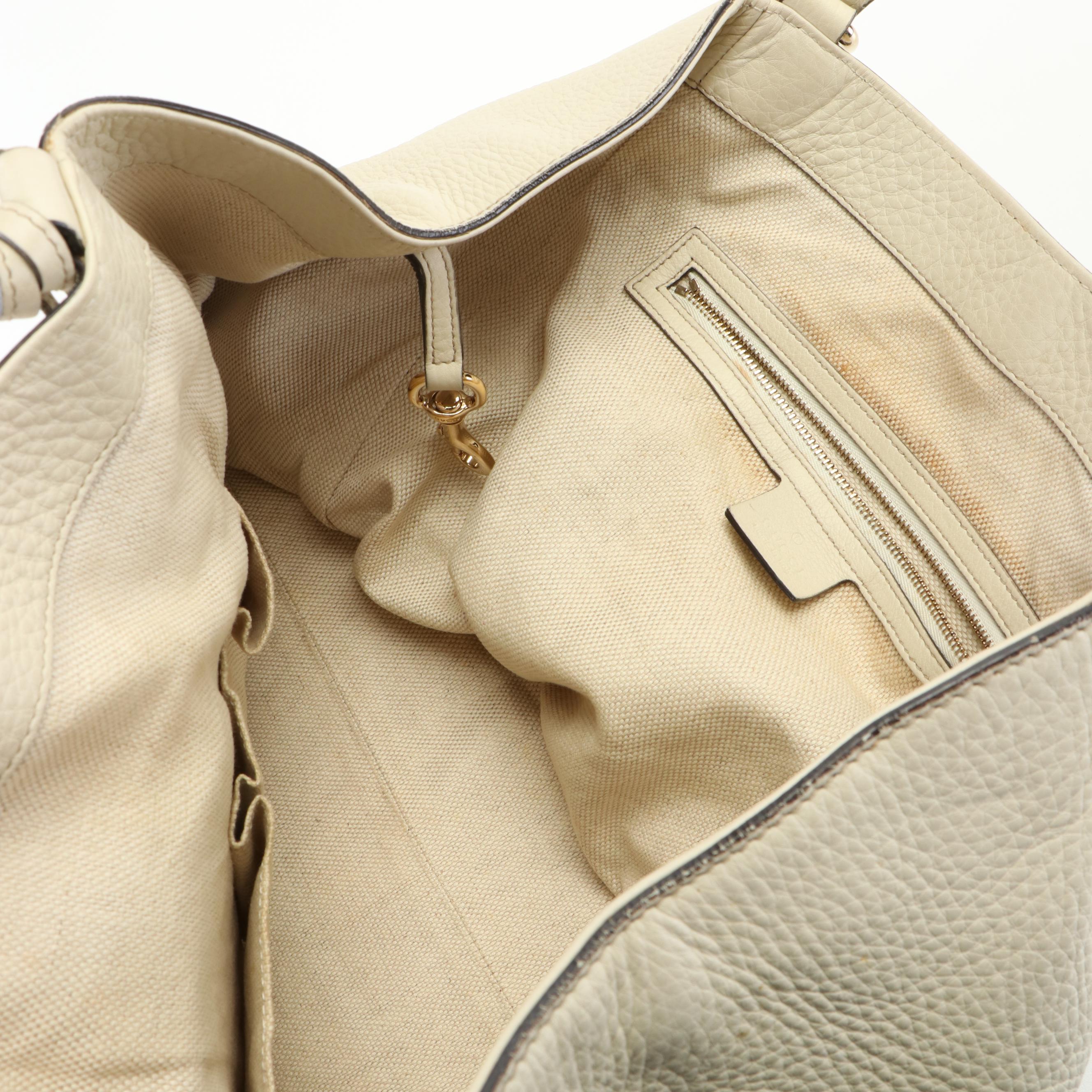 Gucci Soho Cellarius  White Leather Tote Bag