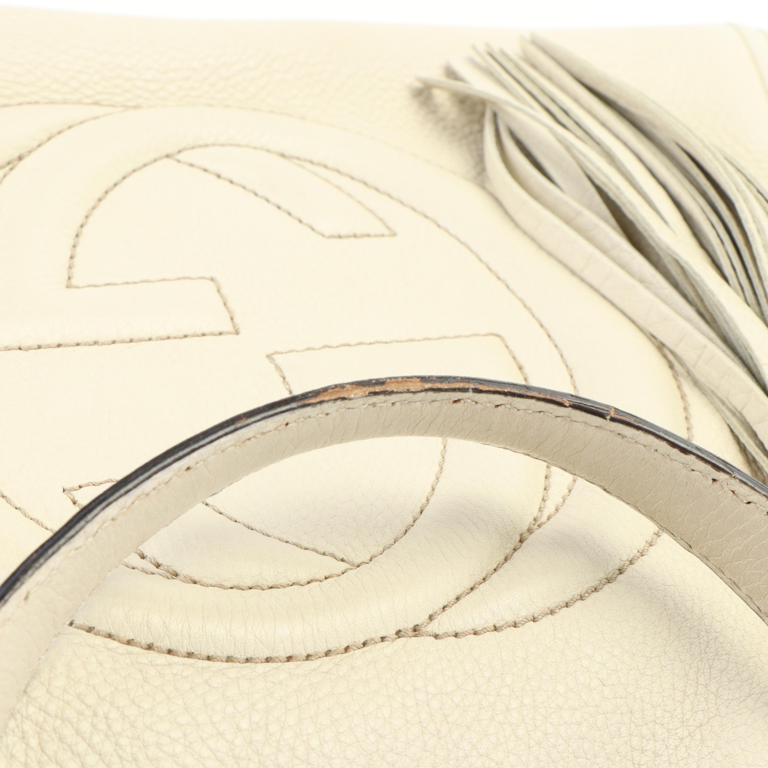 Gucci Soho Cellarius  White Leather Tote Bag