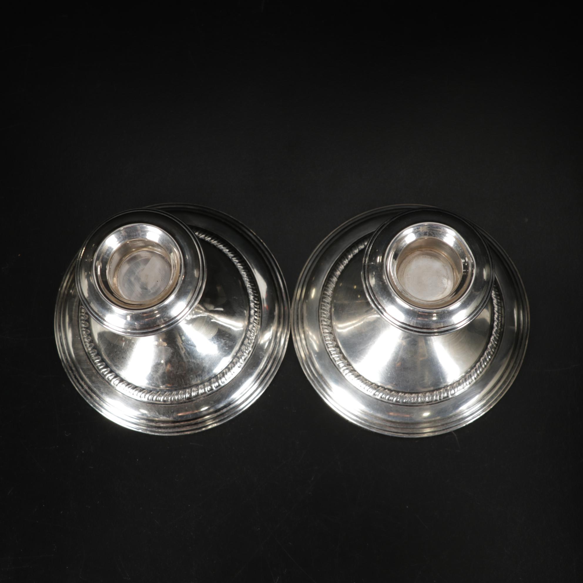 Sterling Silver Candlesticks, Shakers and Fine China "Platinum Wheat" Dinnerware