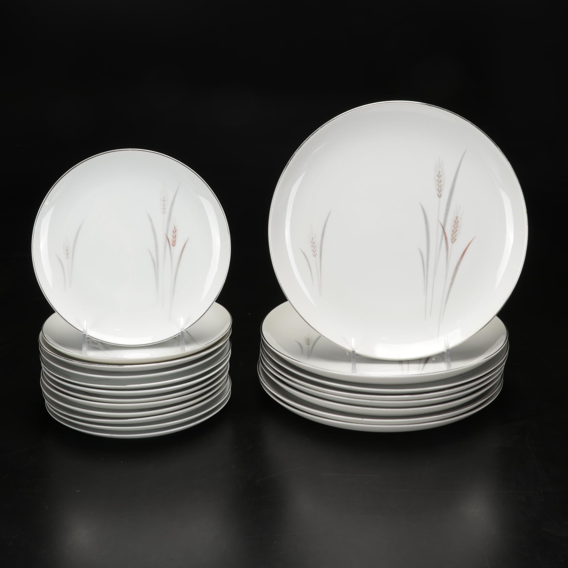 Sterling Silver Candlesticks, Shakers and Fine China "Platinum Wheat" Dinnerware