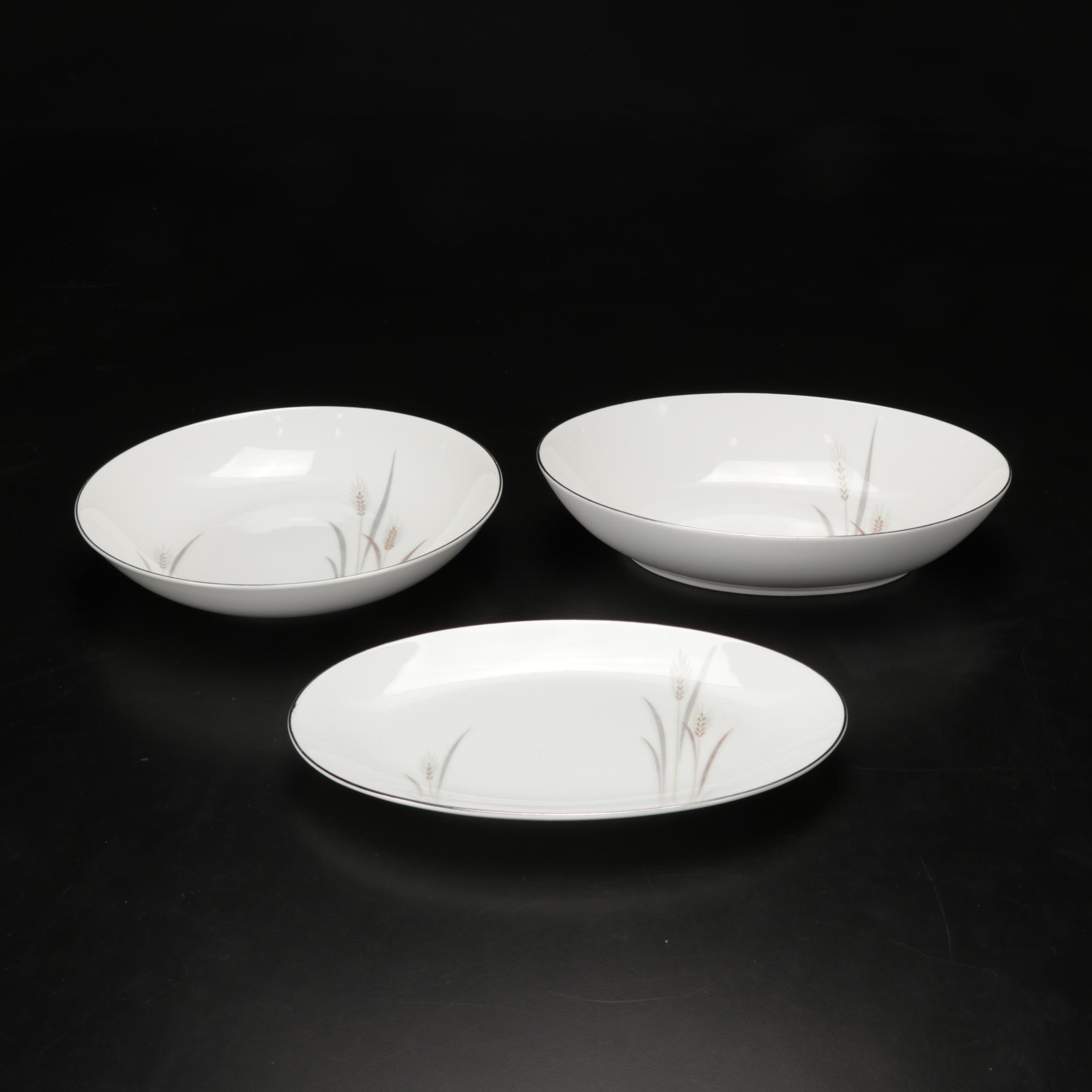 Sterling Silver Candlesticks, Shakers and Fine China "Platinum Wheat" Dinnerware