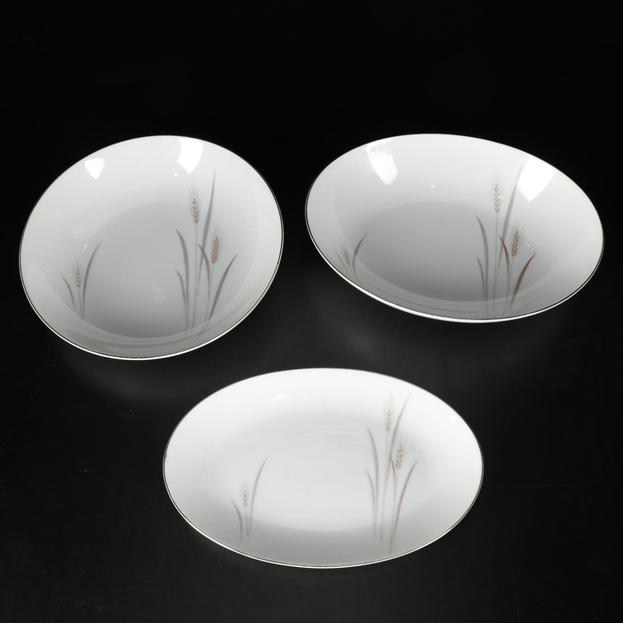 Sterling Silver Candlesticks, Shakers and Fine China "Platinum Wheat" Dinnerware