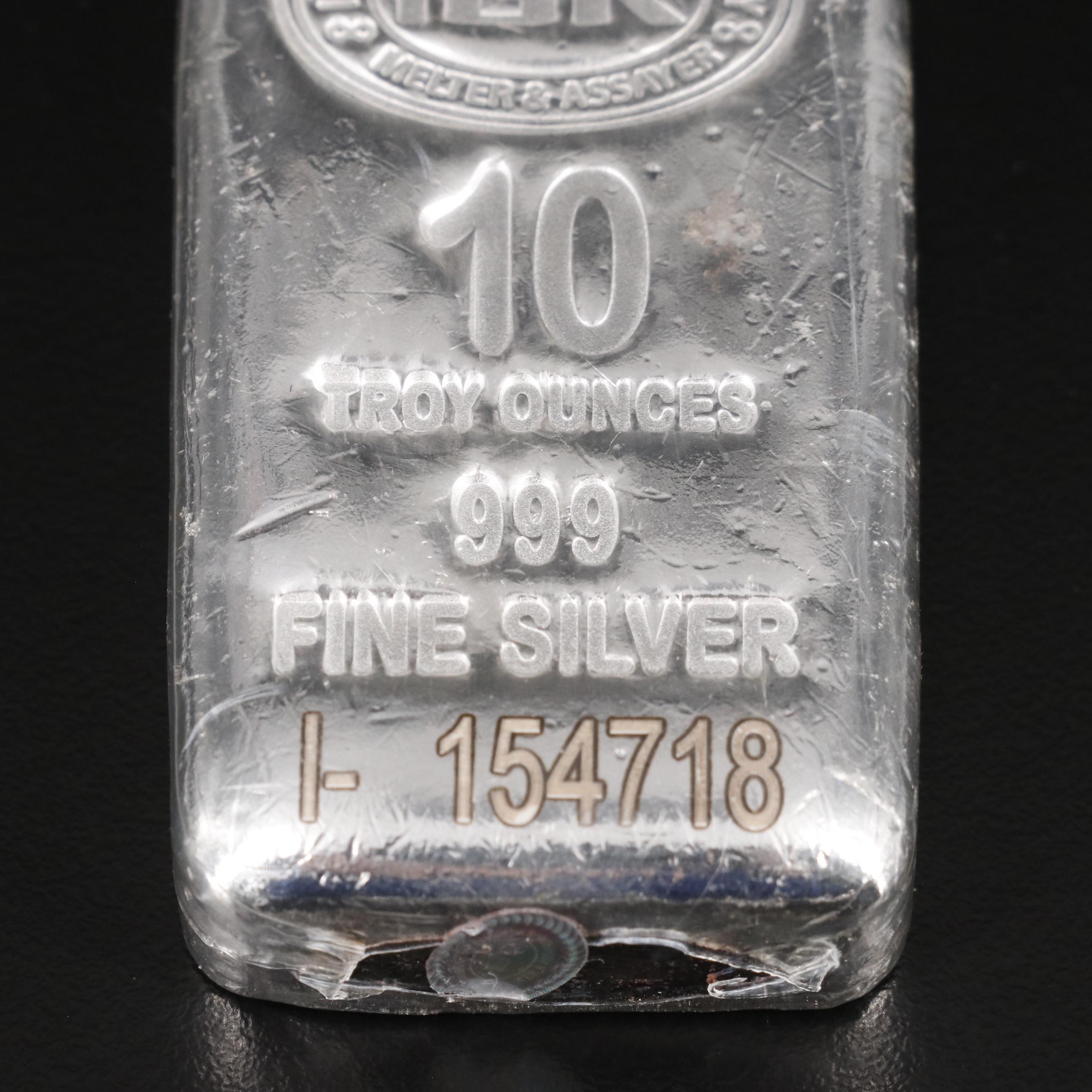 Four 10-Oz. Bars of .999 Fine Silver