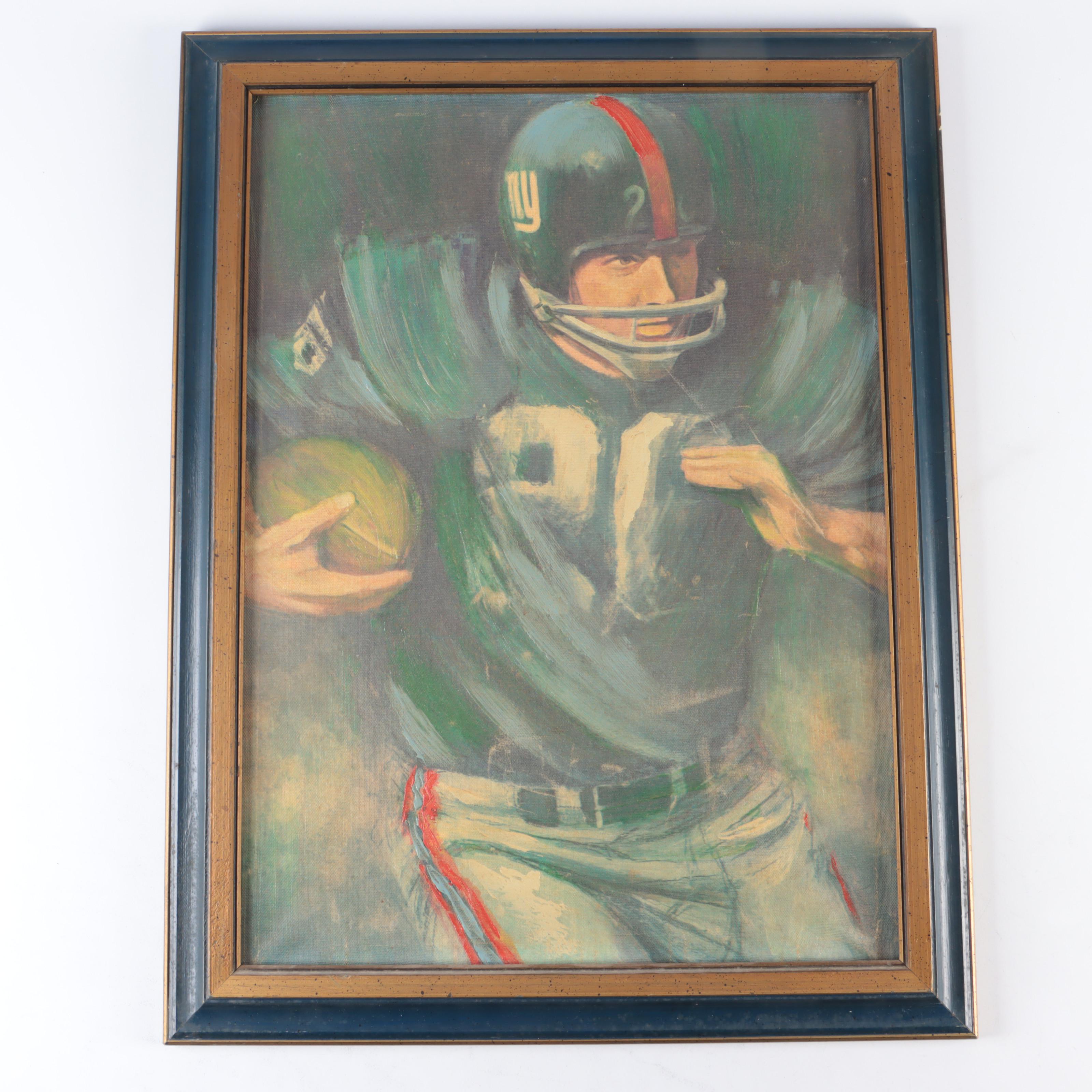 Y.A. Tittle Signed New York Giants Football Jersey with Canvas Artwork