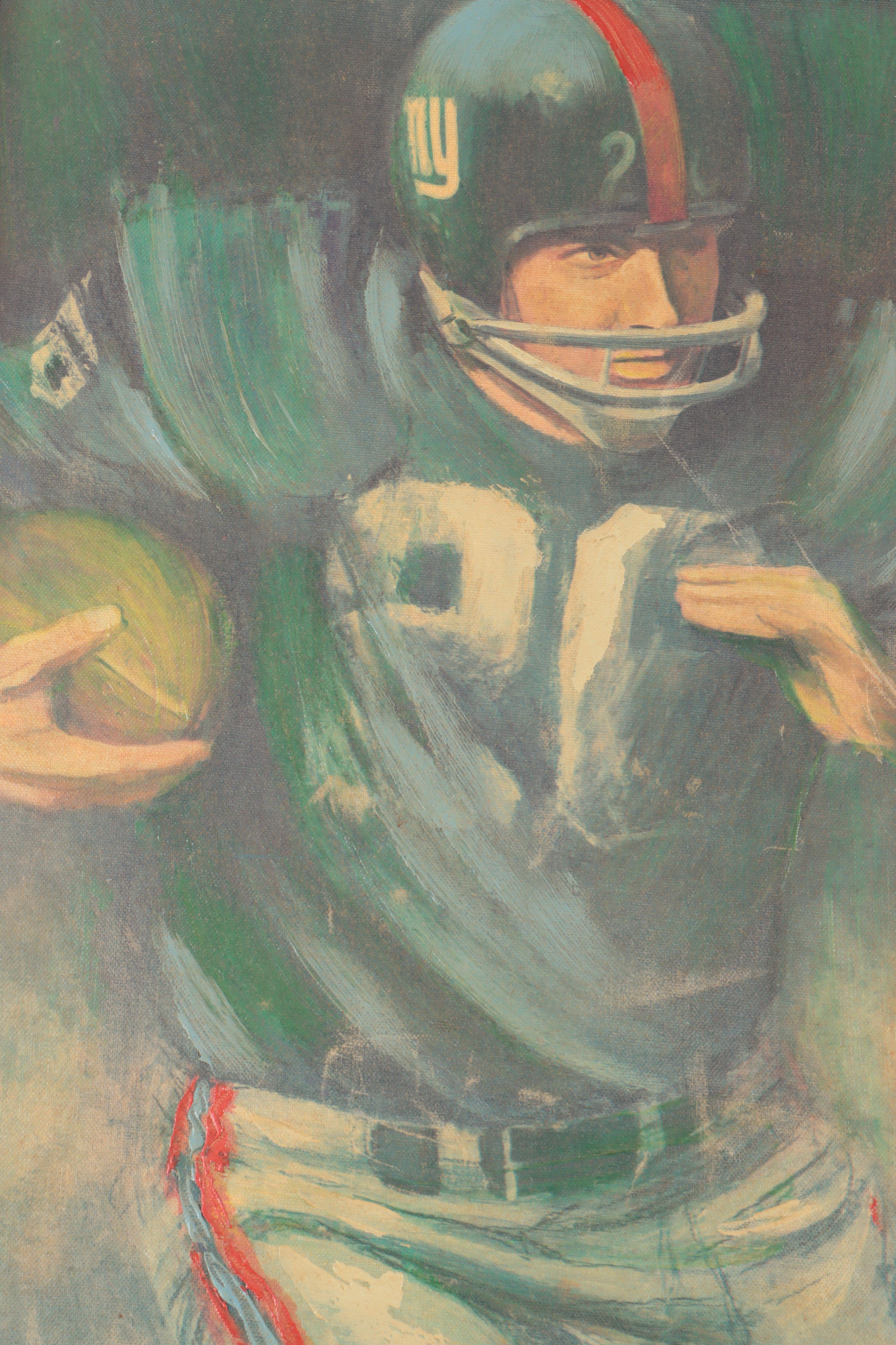 Y.A. Tittle Signed New York Giants Football Jersey with Canvas Artwork