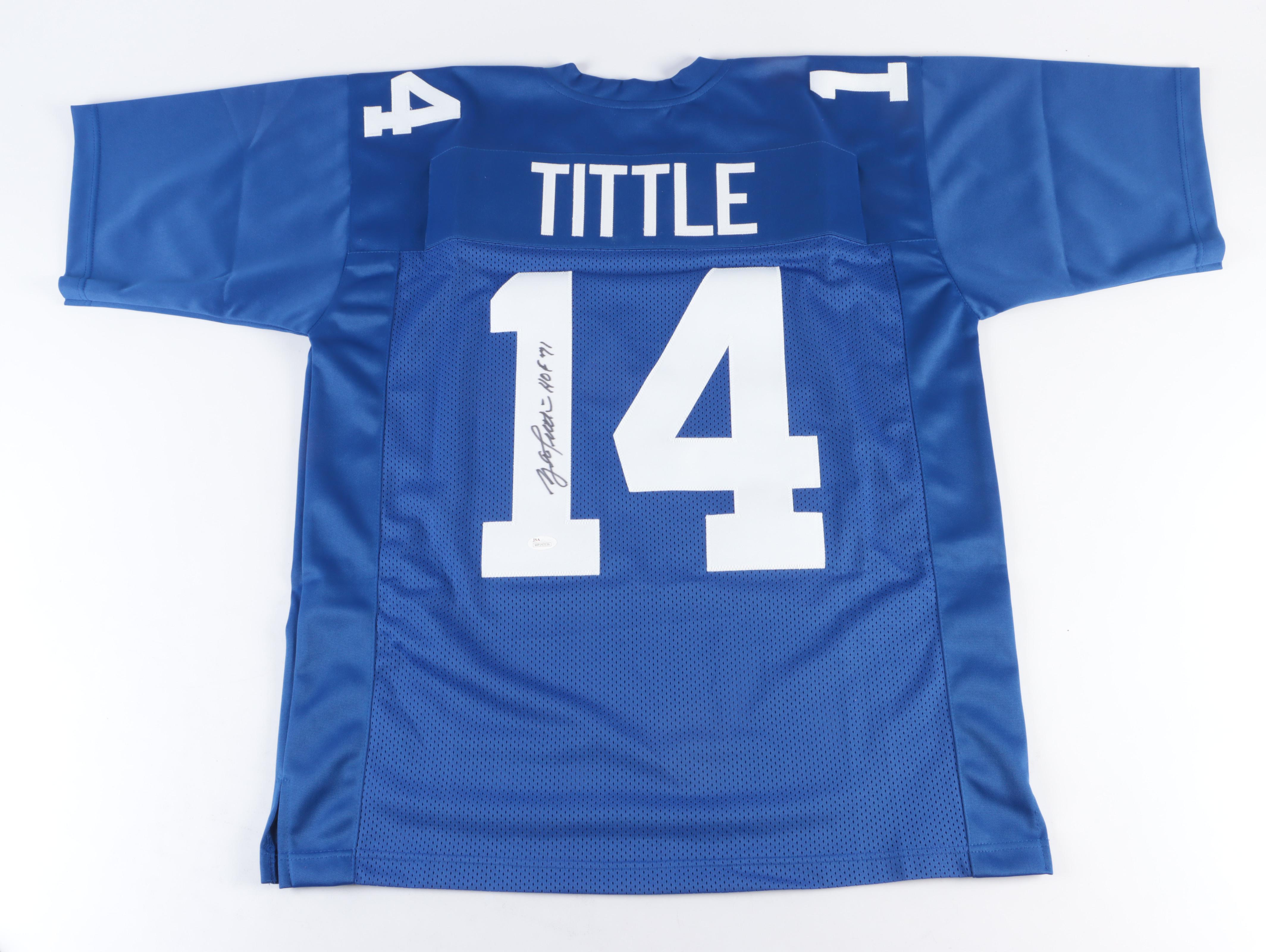 Y.A. Tittle Signed New York Giants Football Jersey with Canvas Artwork