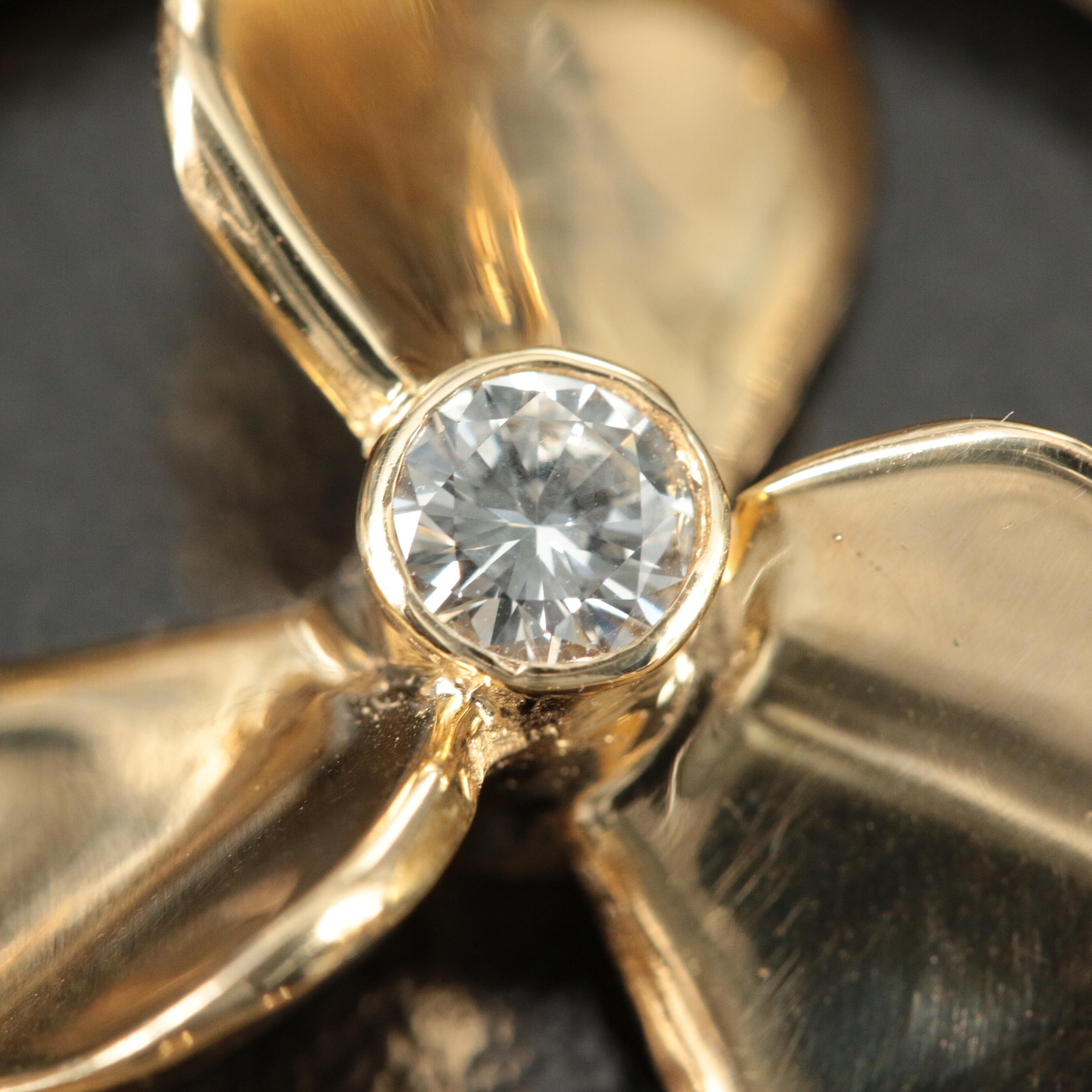 14K and 0.32 CT Diamond Propeller Pendant