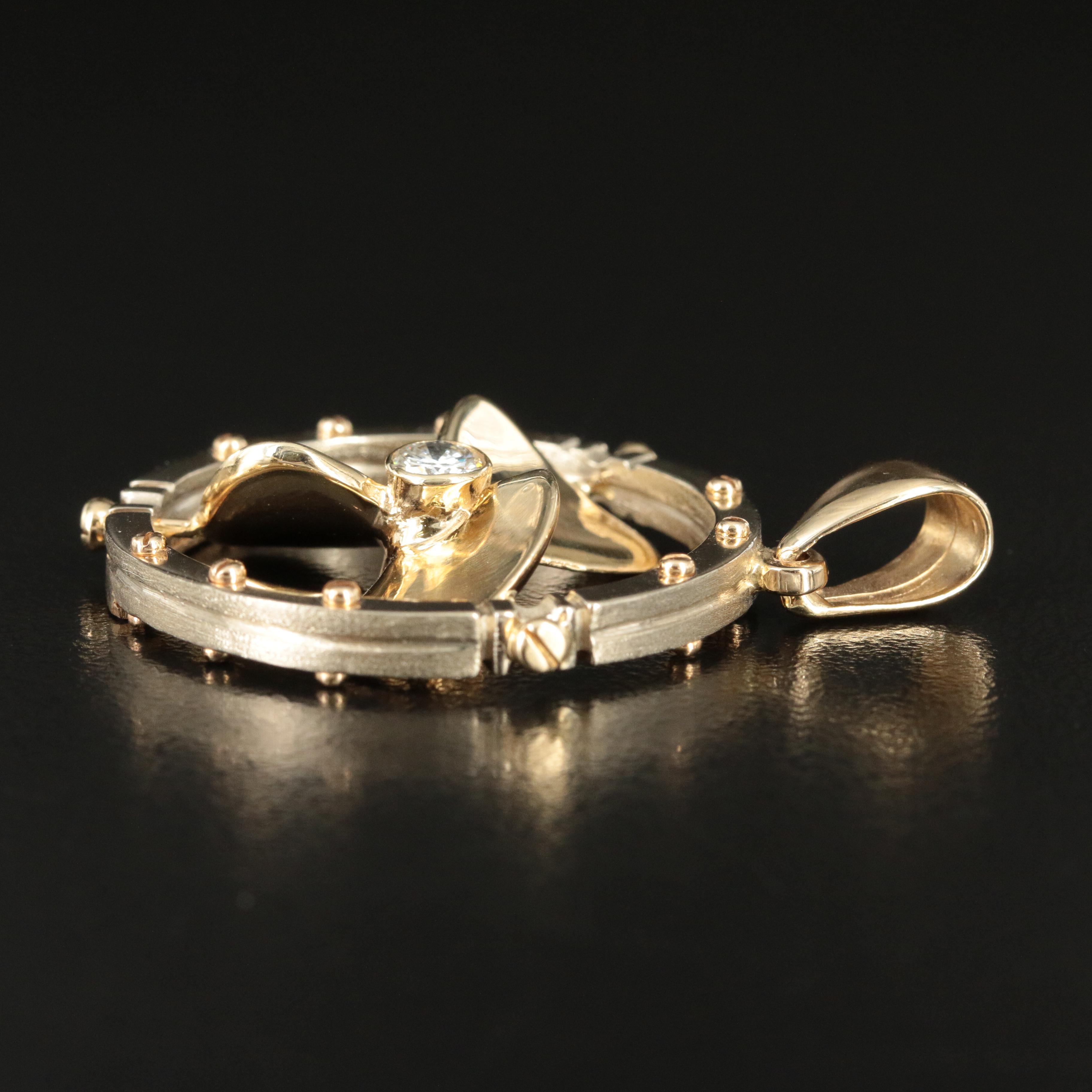 14K and 0.32 CT Diamond Propeller Pendant