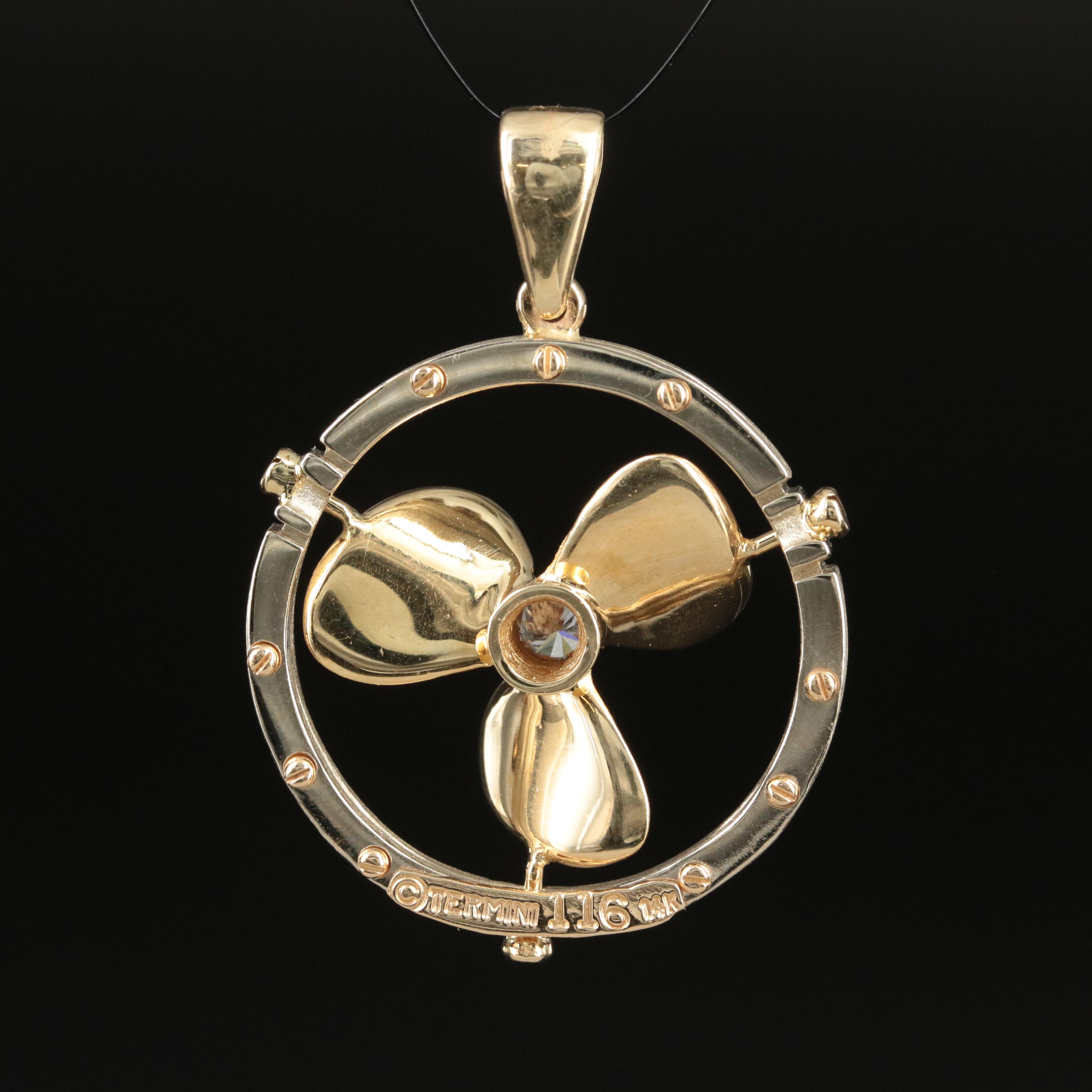 14K and 0.32 CT Diamond Propeller Pendant