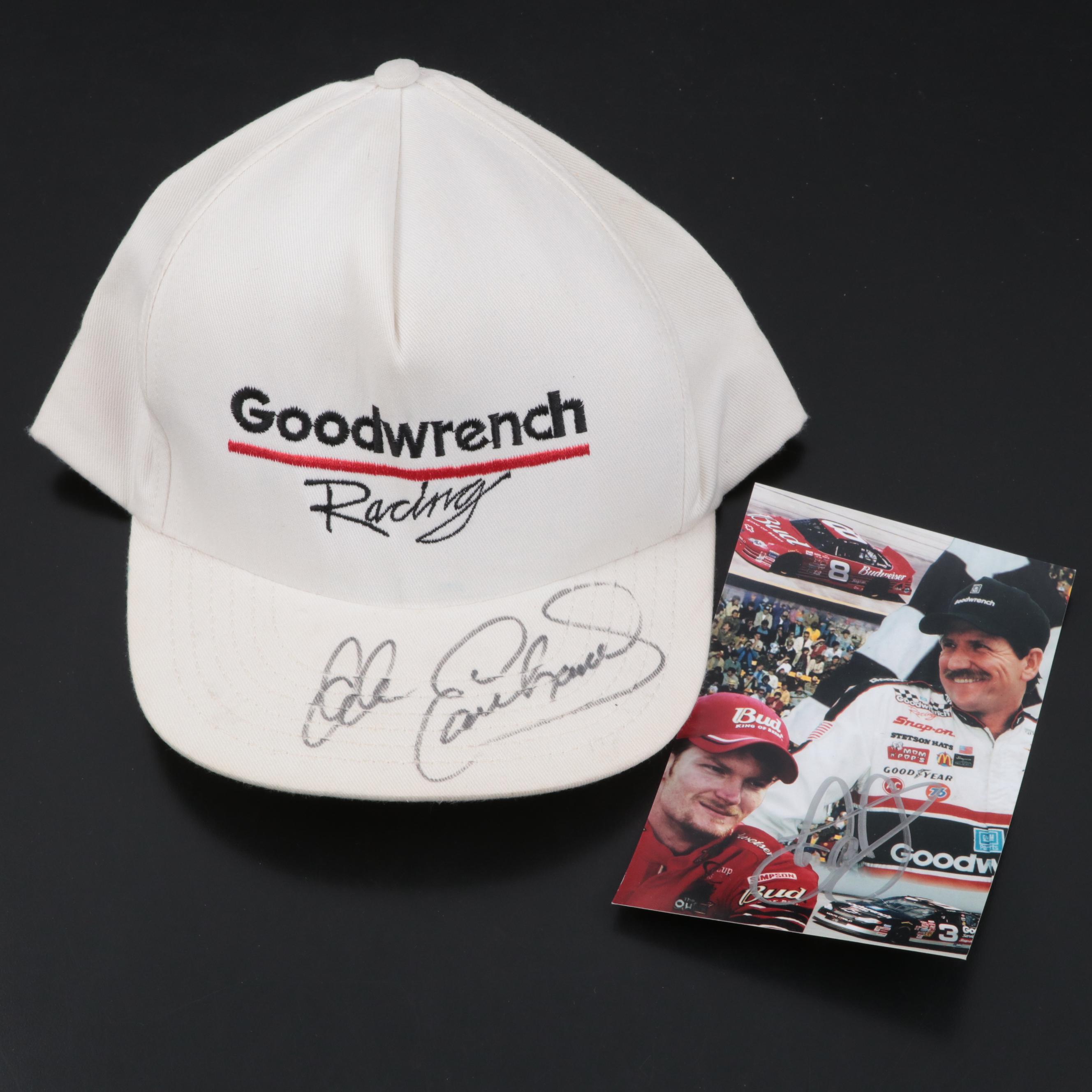 Dale Earnhardt Sr. Signed Hat with Dale Earnhardt Jr. Signed Photograph