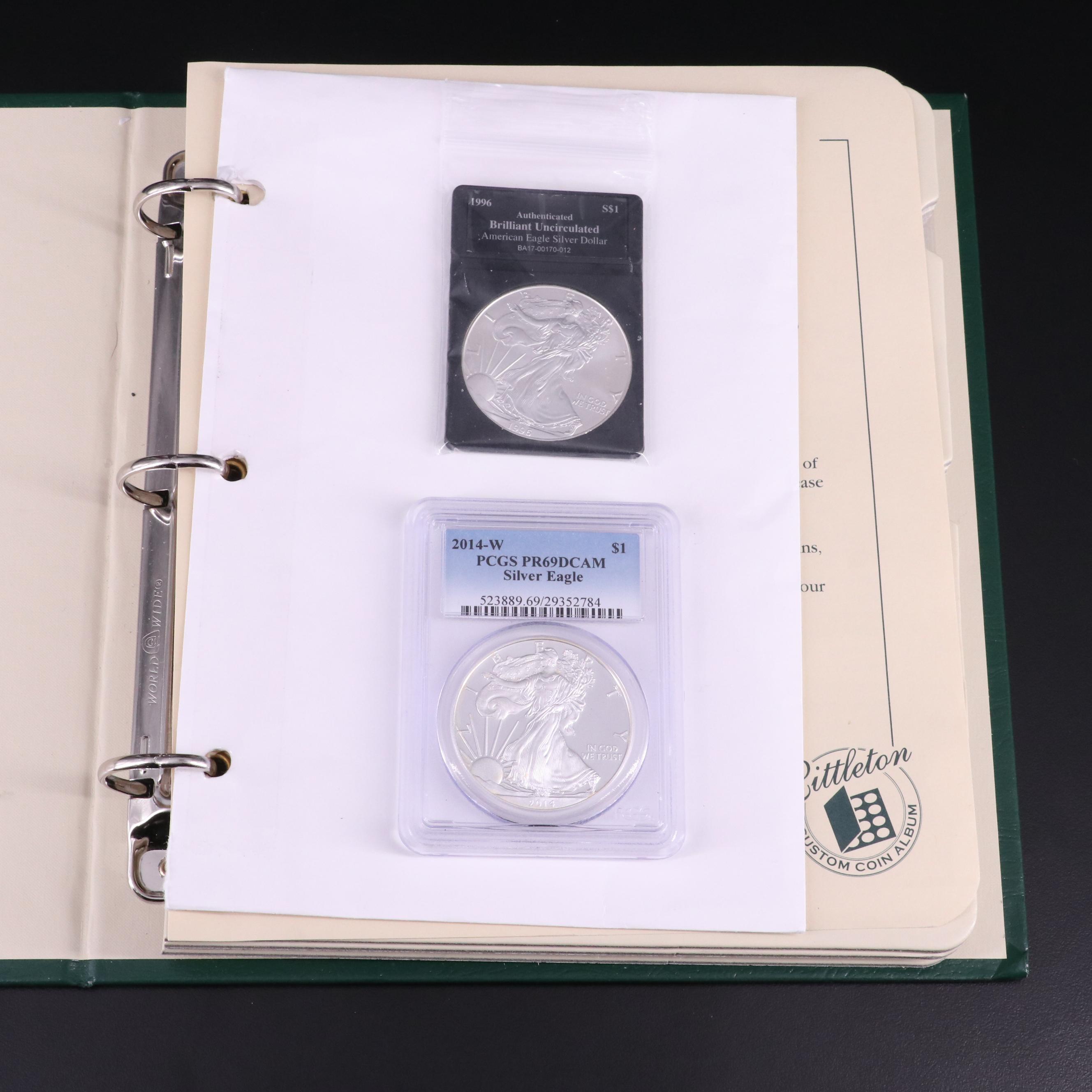 Partial Set of 13 American Silver Eagles Including 7 Proofs