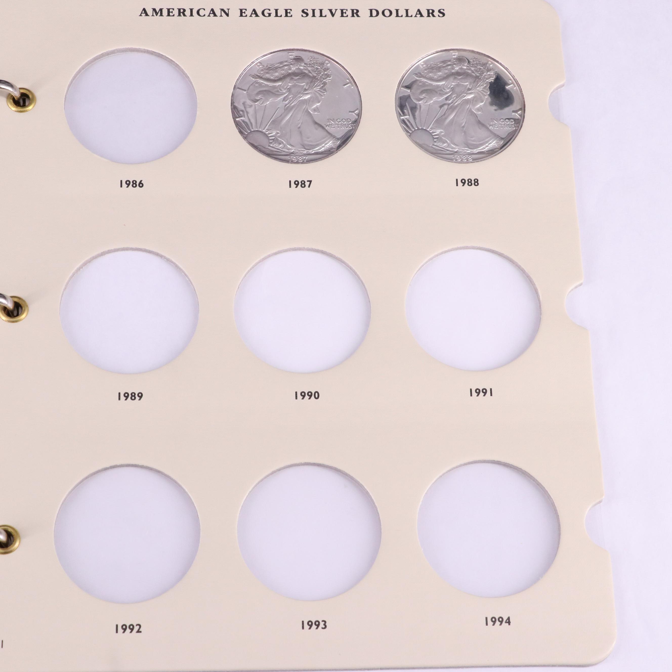 Partial Set of 13 American Silver Eagles Including 7 Proofs