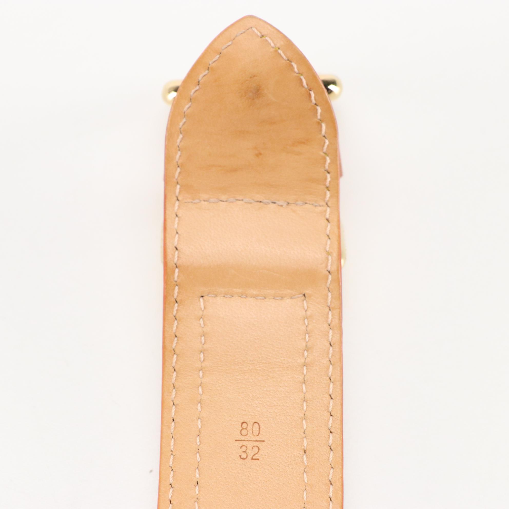 Louis Vuitton White and Brown Leather Belt