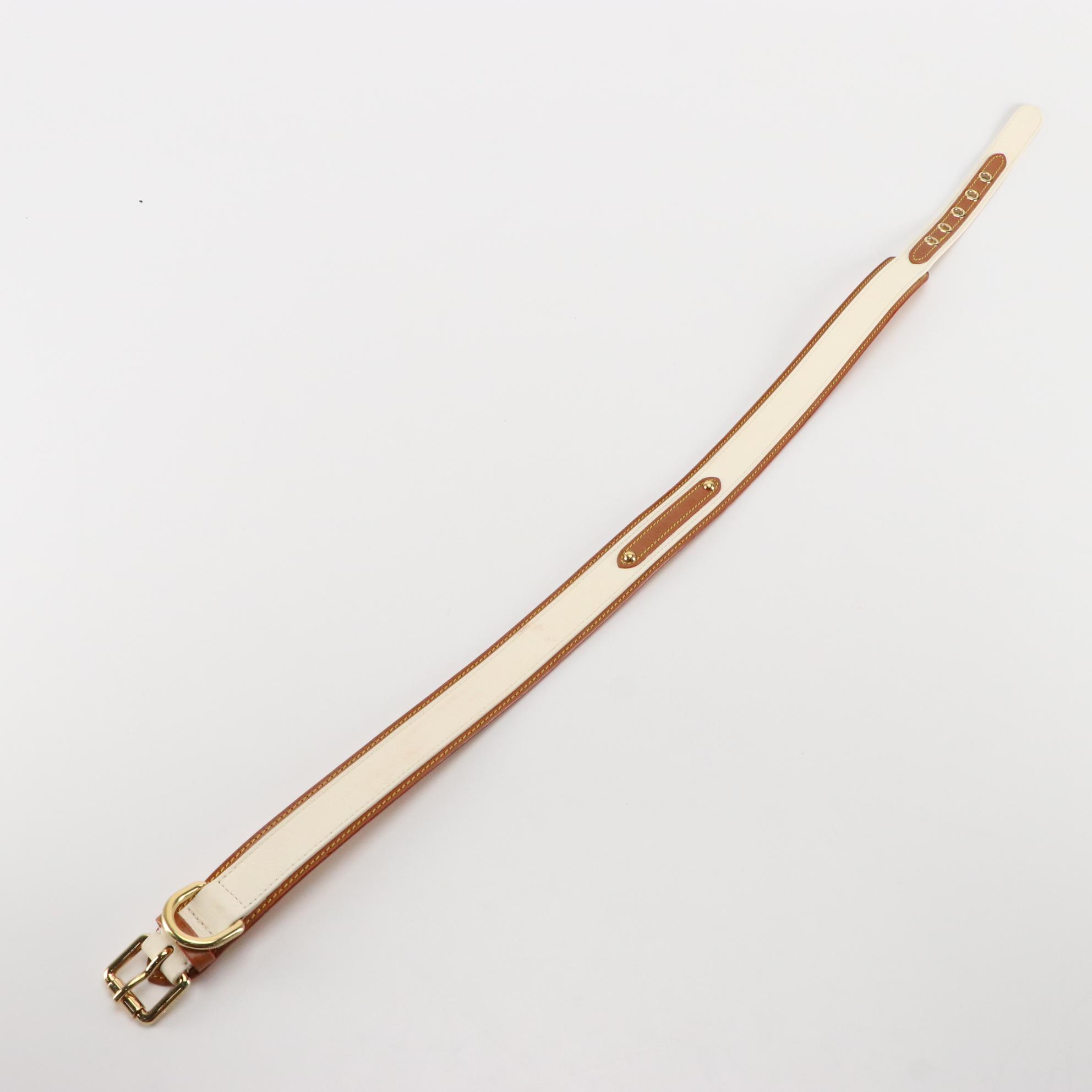 Louis Vuitton White and Brown Leather Belt