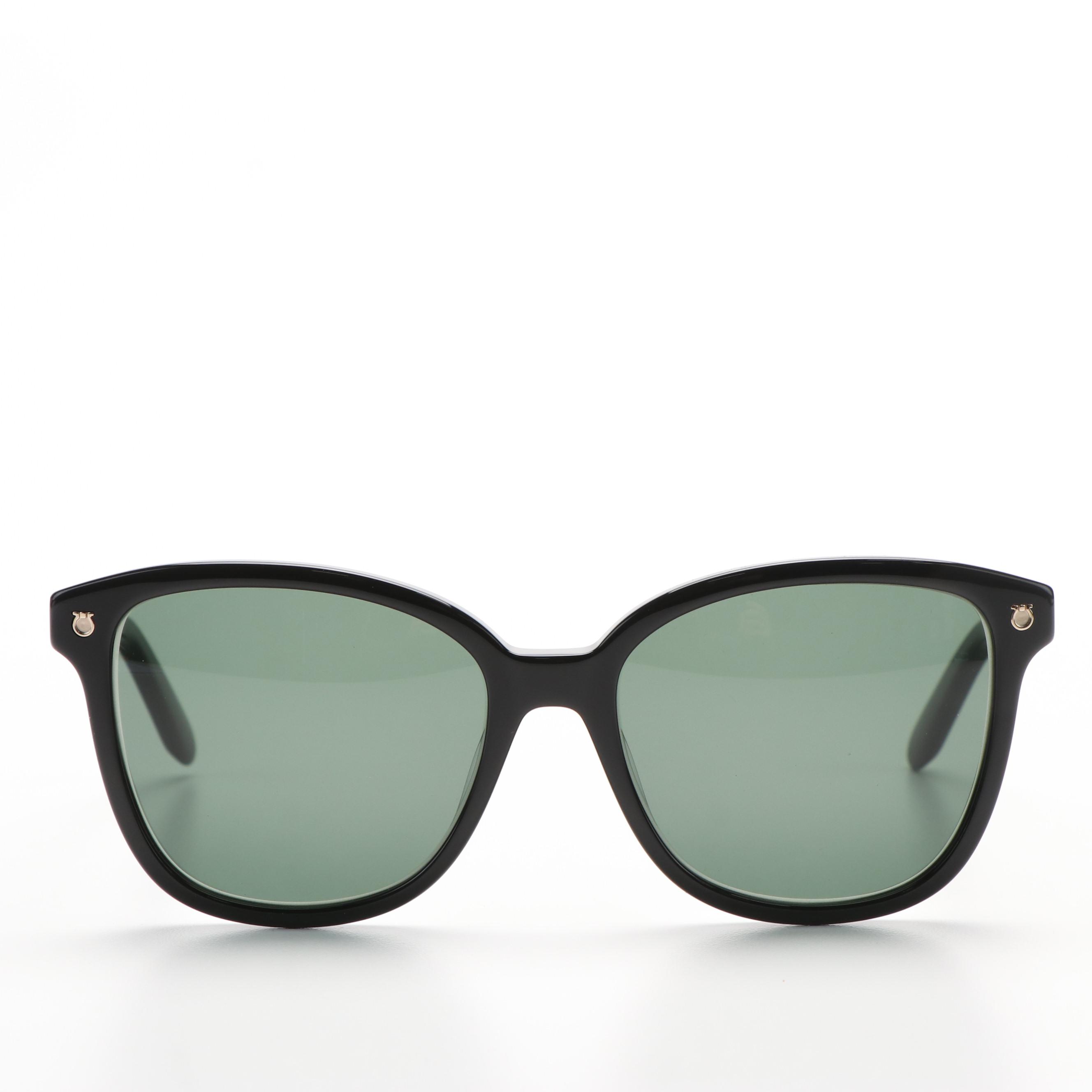 Salvatore Ferragamo SF815S Black Sunglasses with Green Lenses with Case