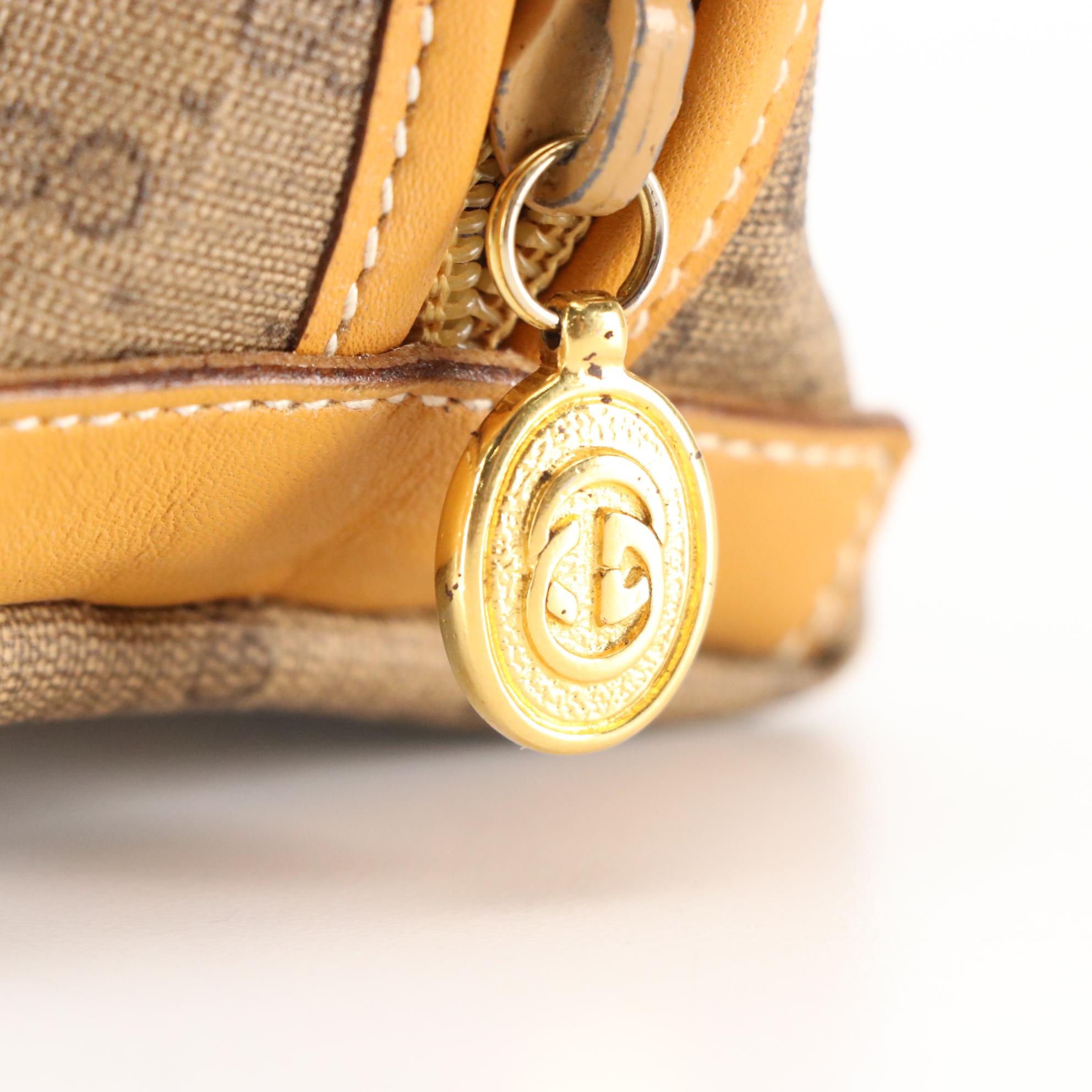 Gucci Cosmetic Zip Pouch in Micro GG Coated Canvas and Leather Trim