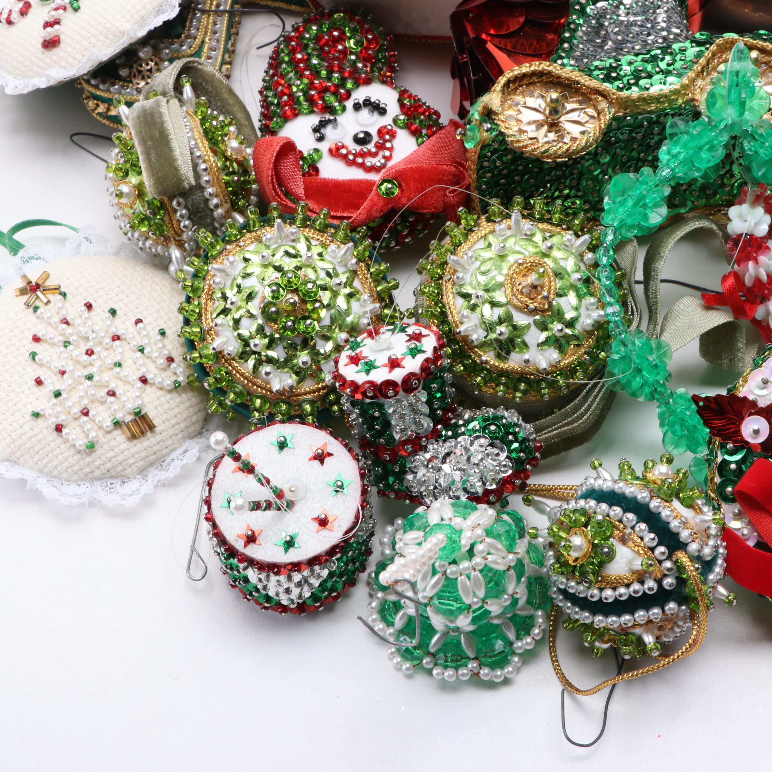 Christmas Ornaments Including Victorian Style Beaded, Garland, and More
