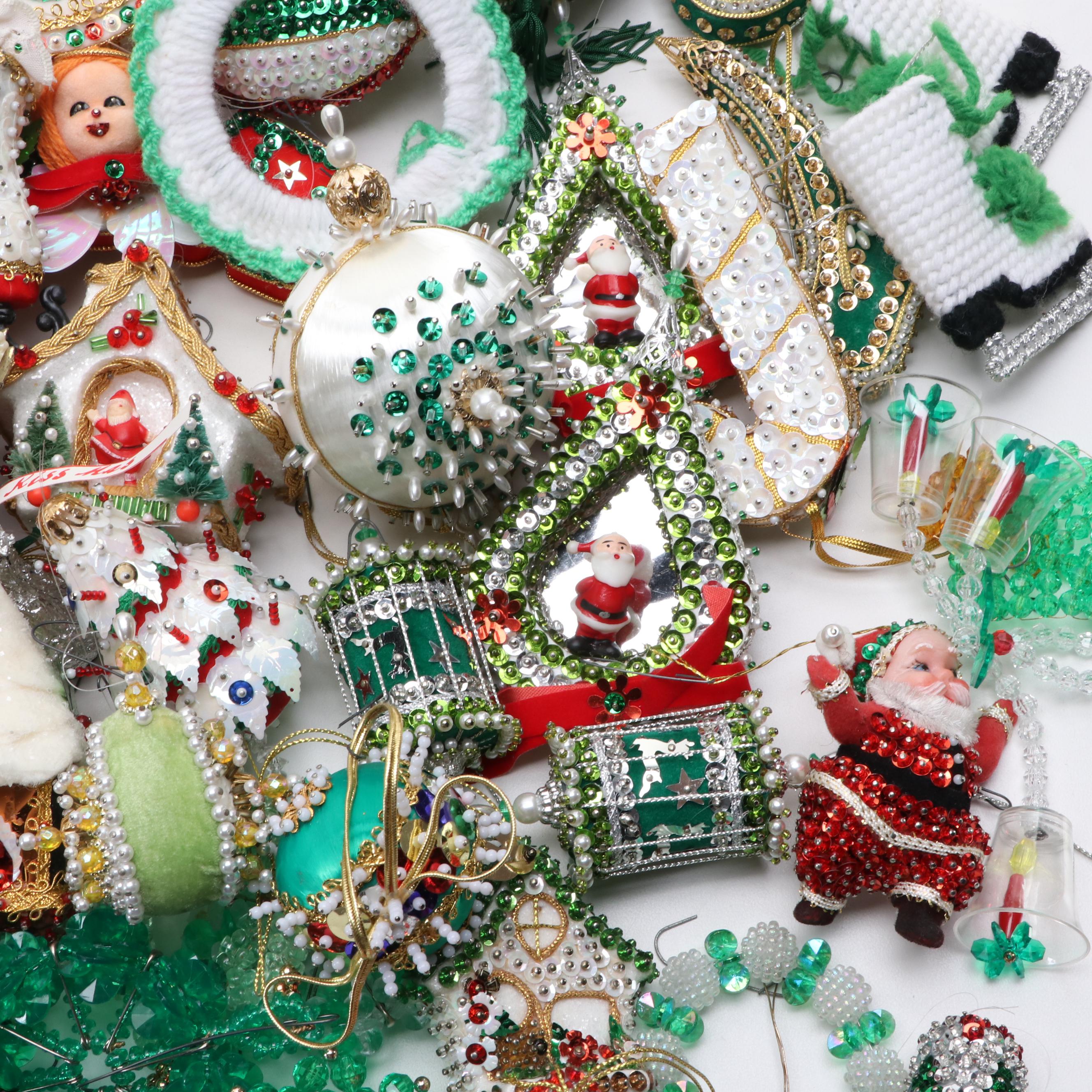 Christmas Ornaments Including Victorian Style Beaded, Garland, and More