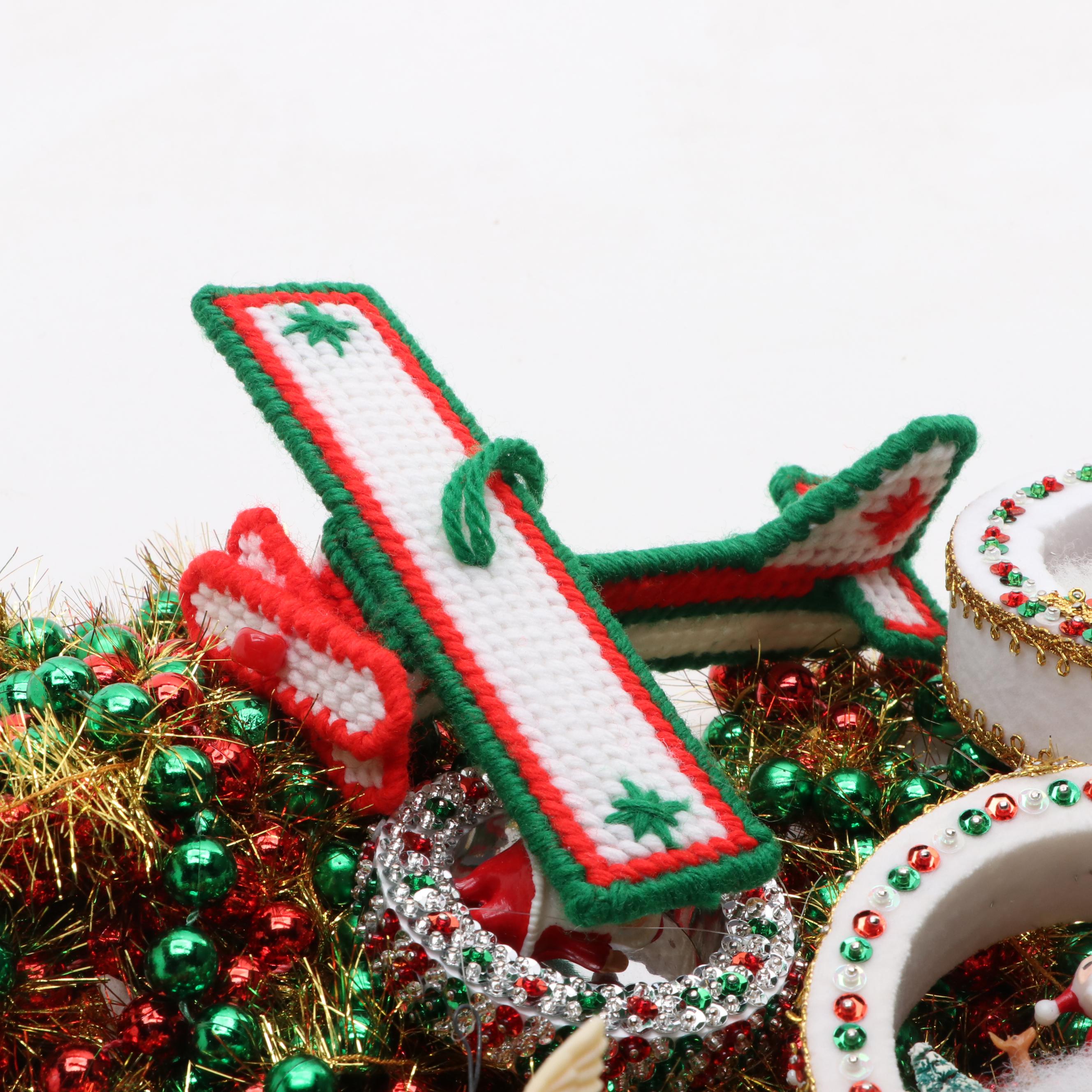 Christmas Ornaments Including Victorian Style Beaded, Garland, and More