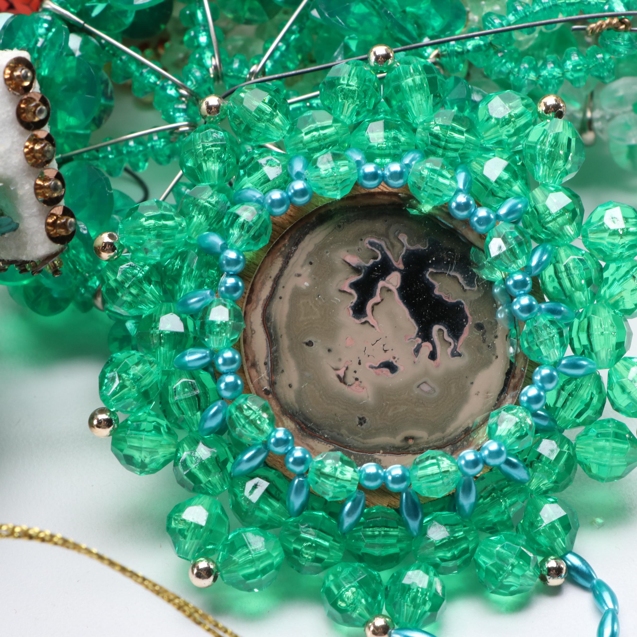 Christmas Ornaments Including Victorian Style Beaded, Garland, and More