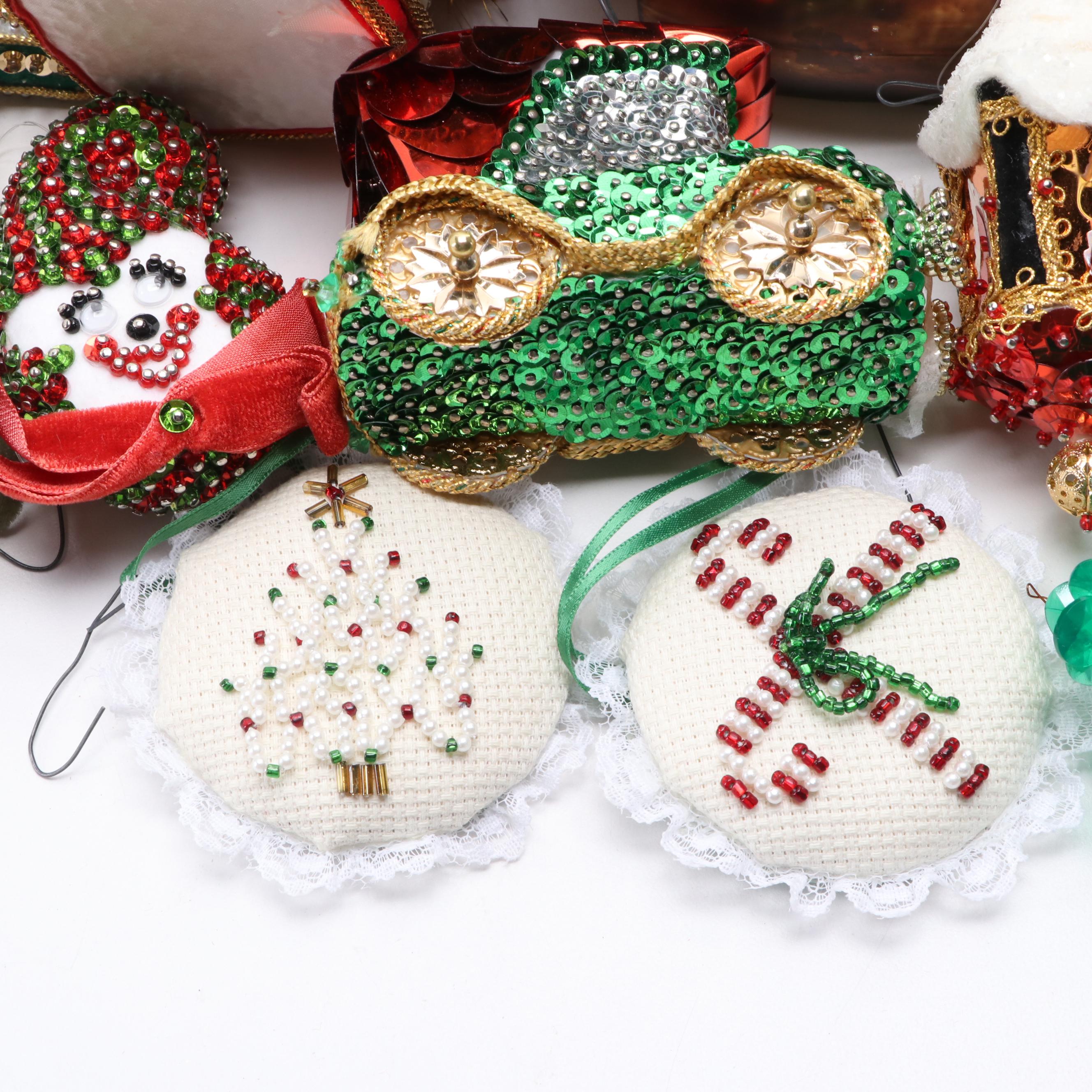 Christmas Ornaments Including Victorian Style Beaded, Garland, and More