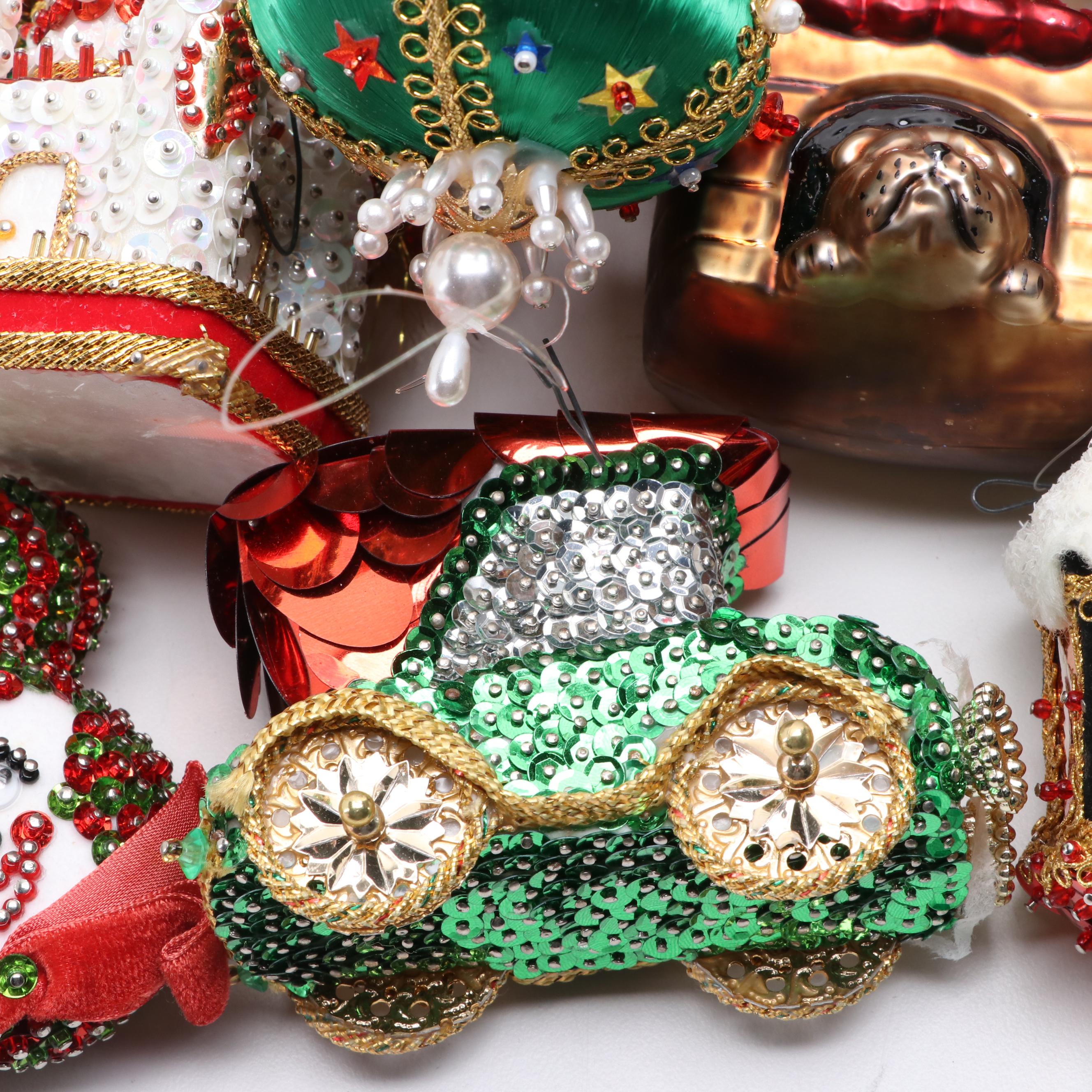 Christmas Ornaments Including Victorian Style Beaded, Garland, and More