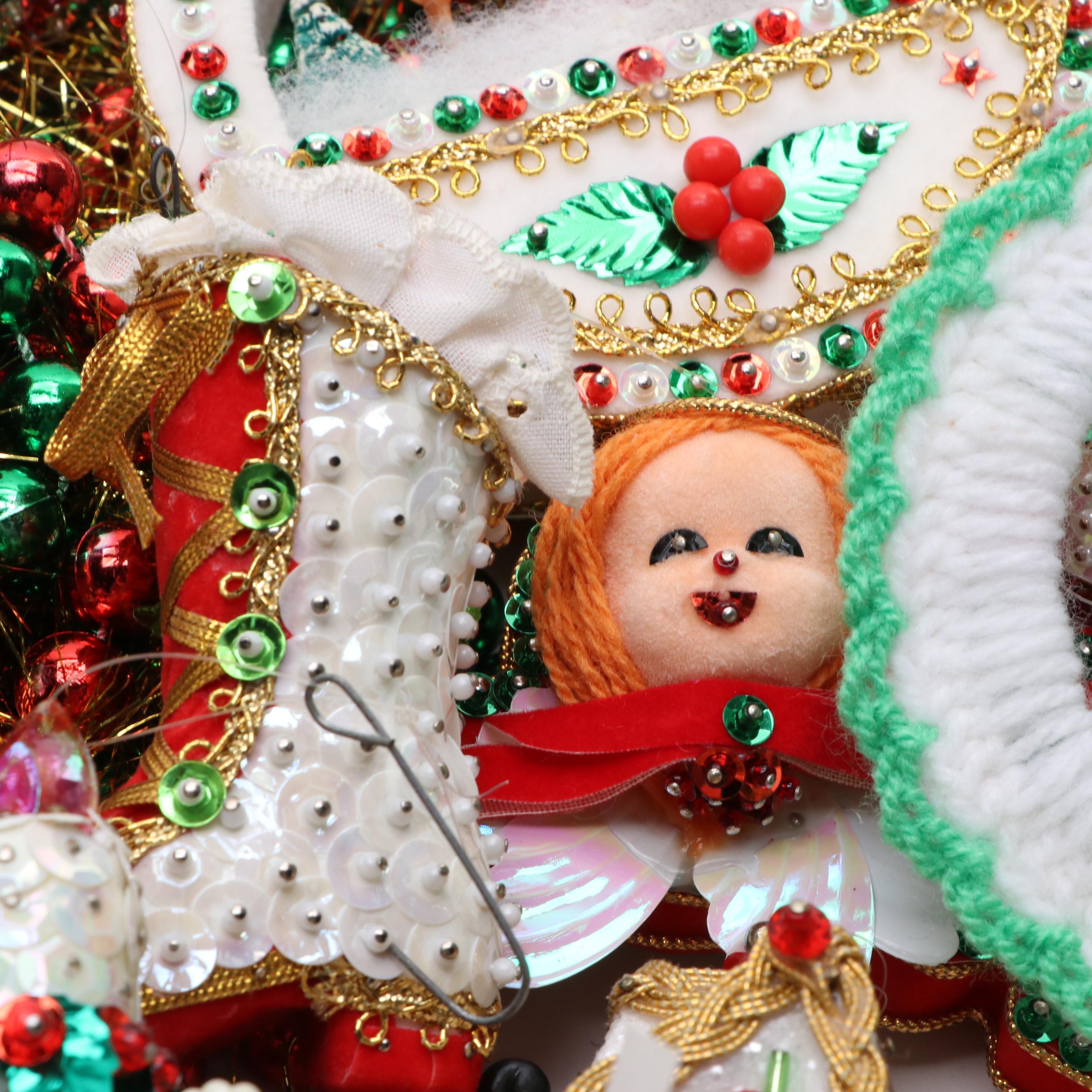 Christmas Ornaments Including Victorian Style Beaded, Garland, and More