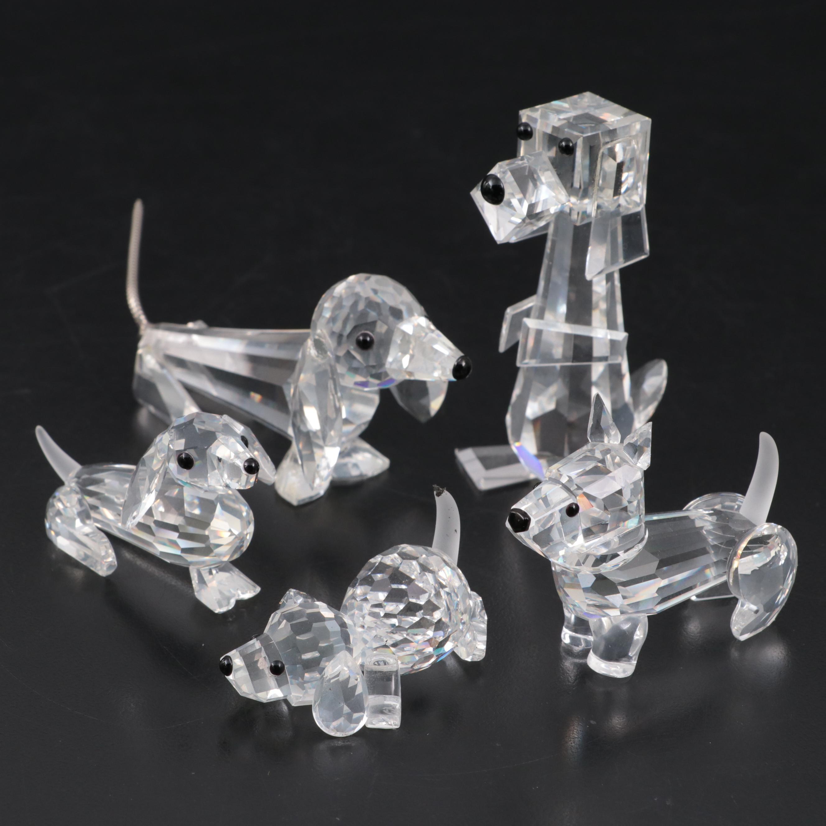 Swarovski Crystal Dog Figurines, Late 20th Century