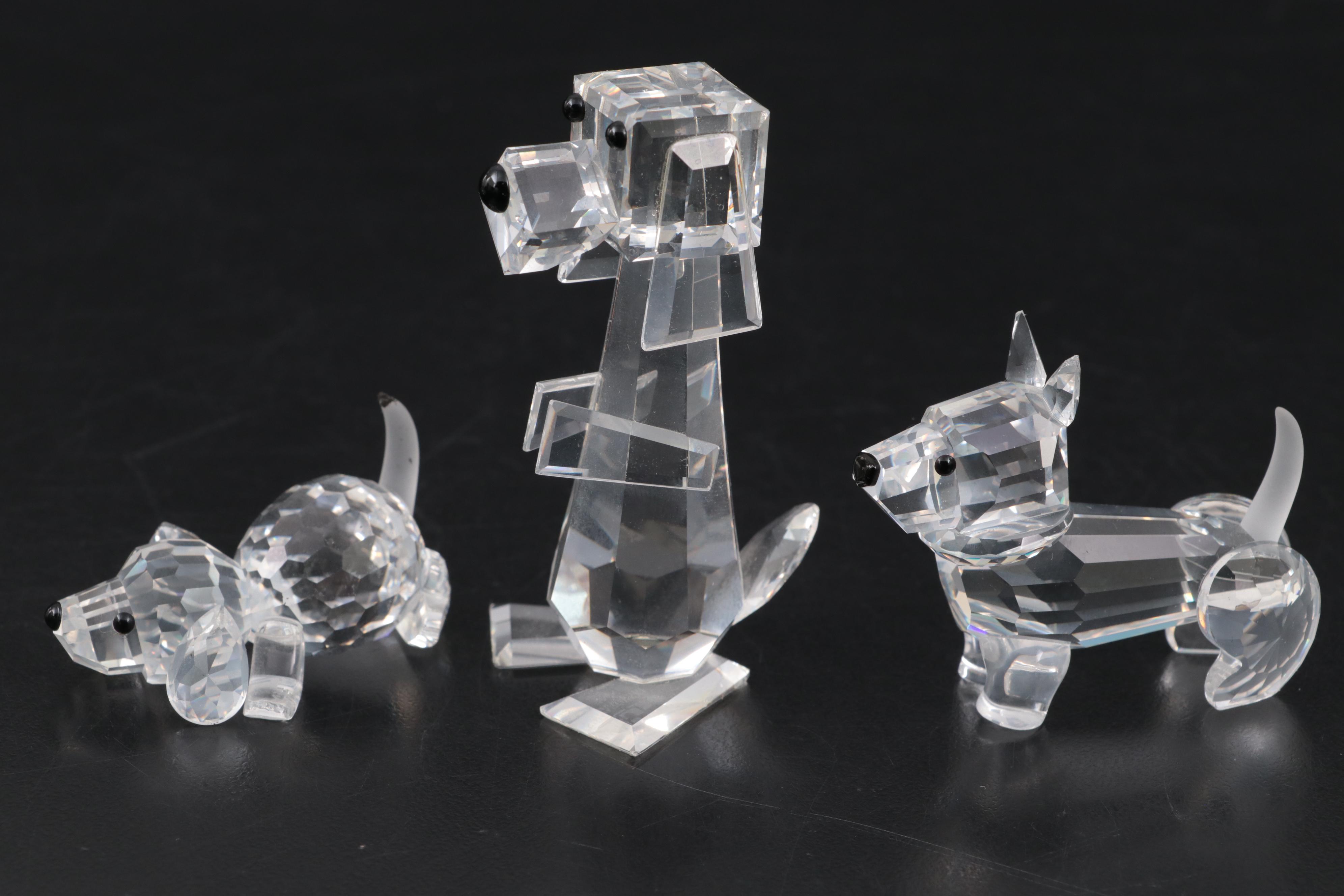 Swarovski Crystal Dog Figurines, Late 20th Century
