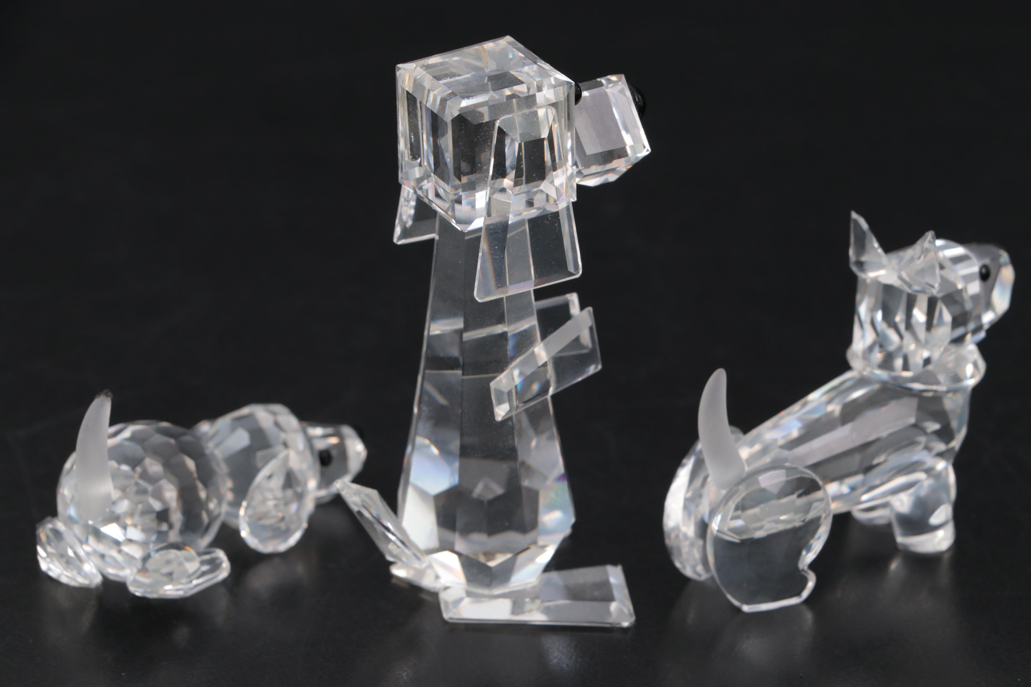Swarovski Crystal Dog Figurines, Late 20th Century