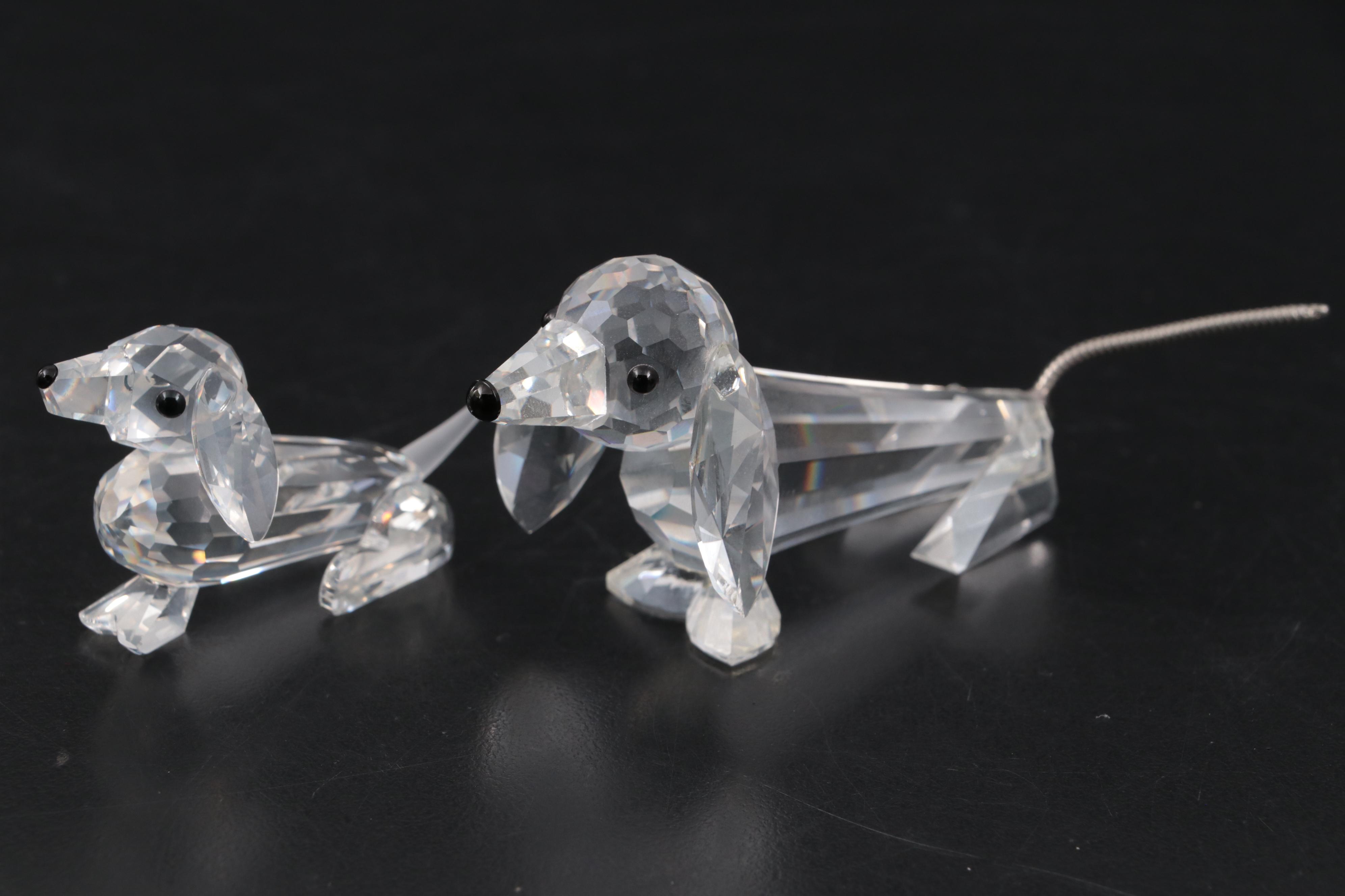 Swarovski Crystal Dog Figurines, Late 20th Century