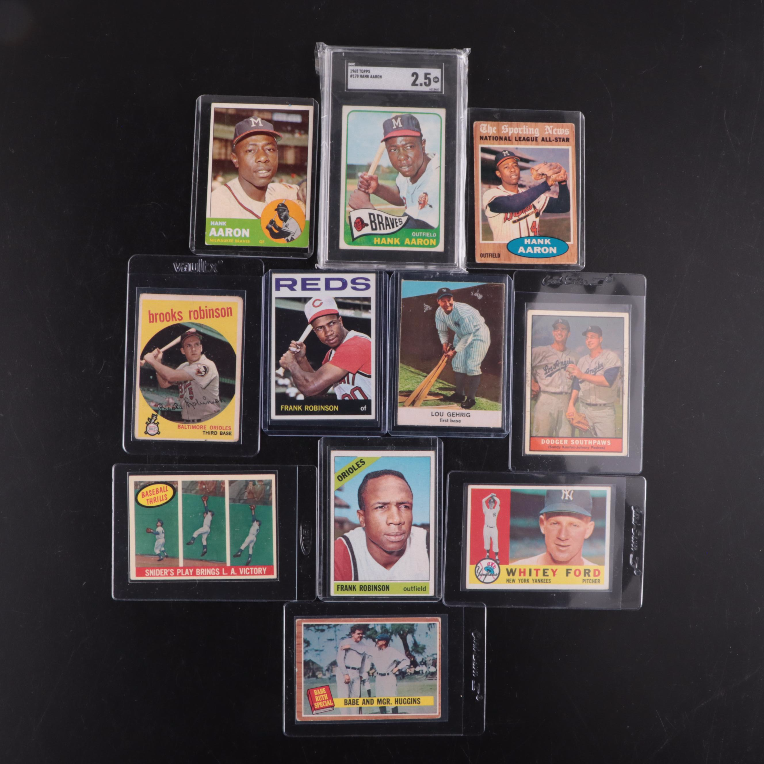 Topps Baseball Cards Featuring Hank Aaron, Frank Robinson, and More, 1950s–1960s