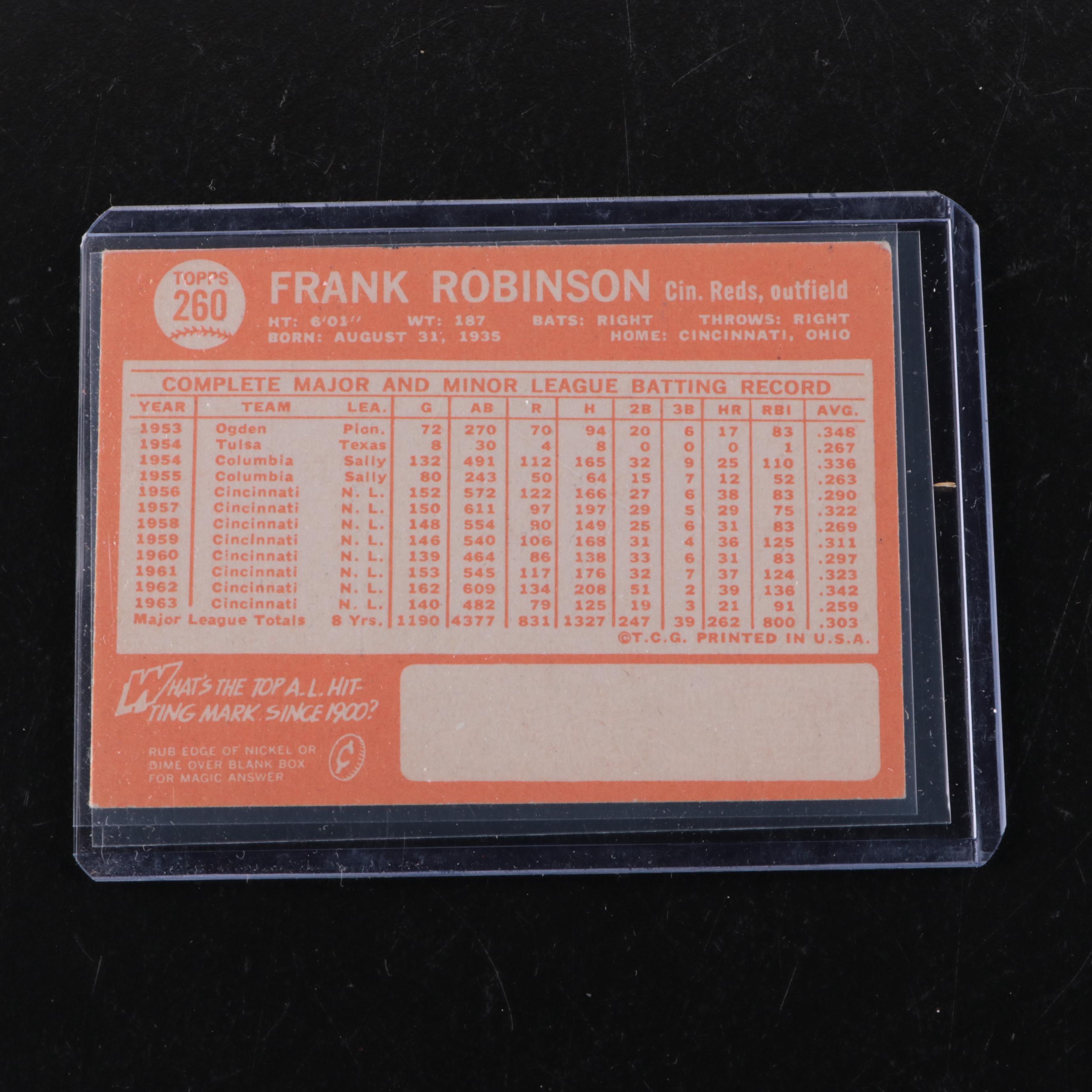 Topps Baseball Cards Featuring Hank Aaron, Frank Robinson, and More, 1950s–1960s