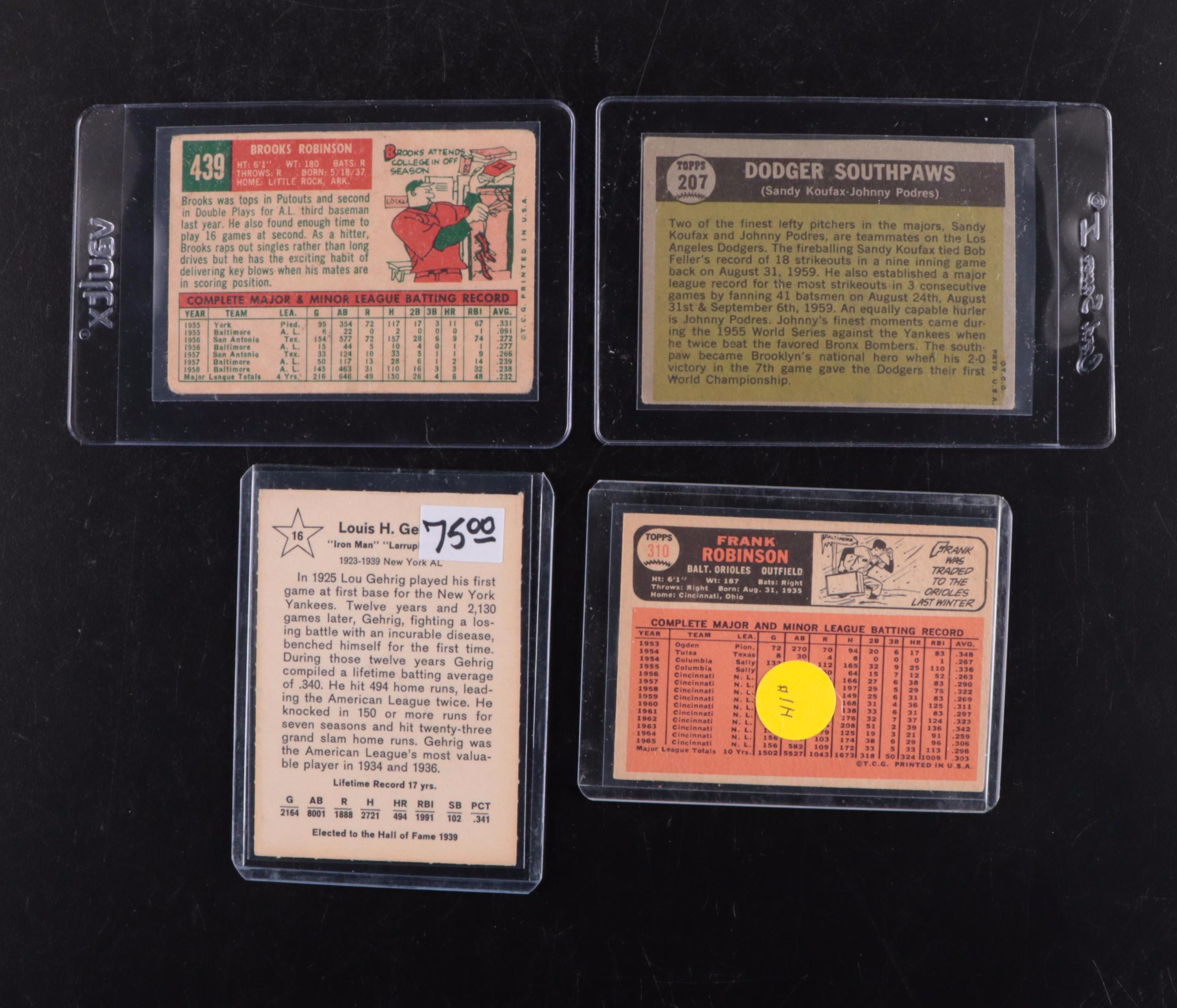 Topps Baseball Cards Featuring Hank Aaron, Frank Robinson, and More, 1950s–1960s