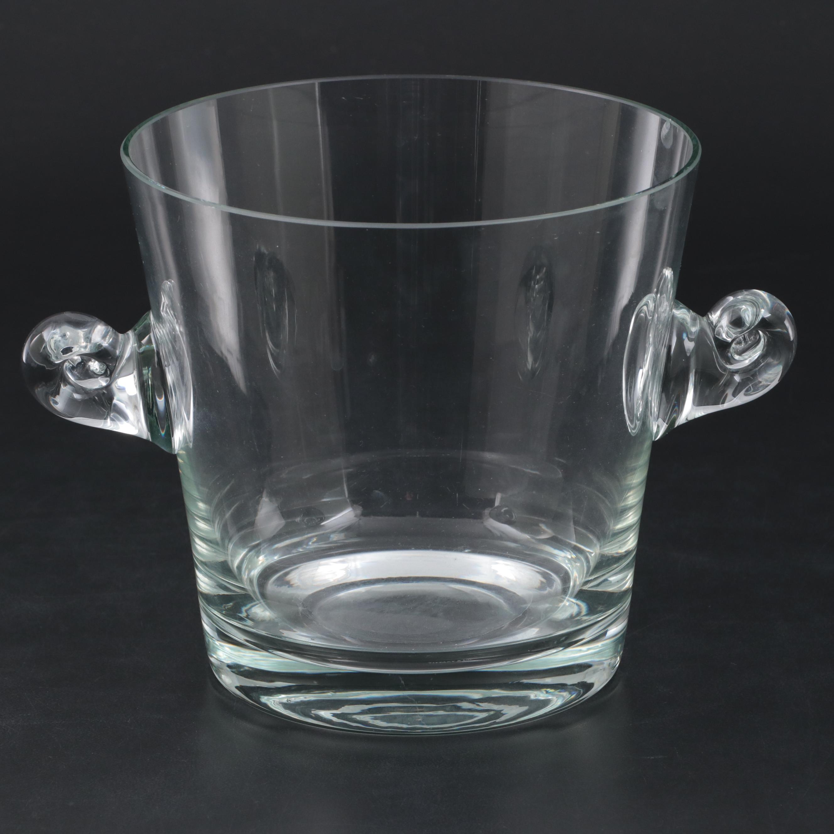 Tiffany & Co. "Scroll Handled" Clear Crystal Ice Bucket