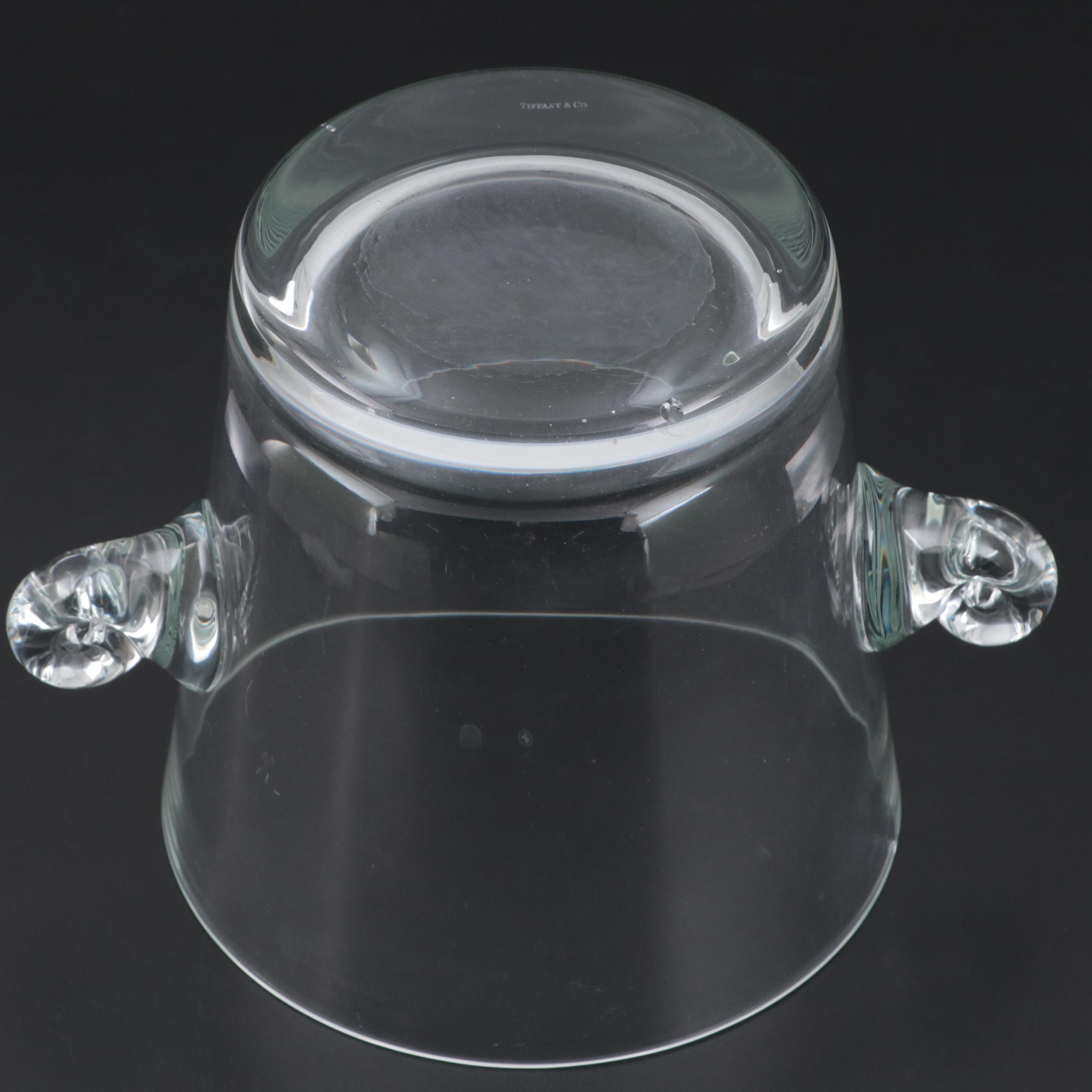 Tiffany & Co. "Scroll Handled" Clear Crystal Ice Bucket