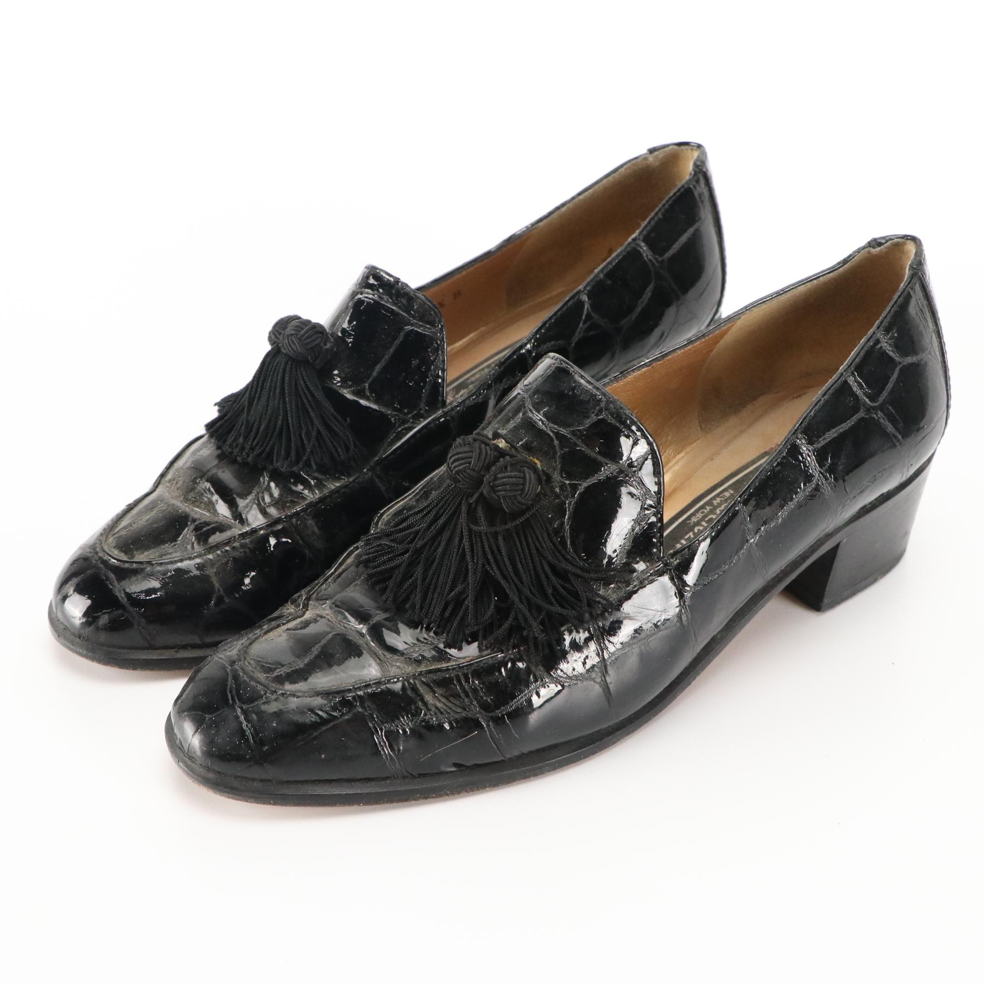 Salvatore Ferragamo Navy Suede Espadrilles & Stuart Weitzman Tassel Loafers