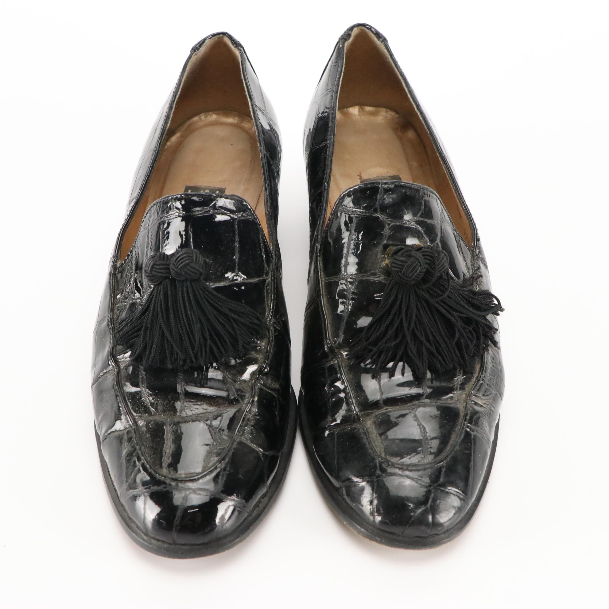 Salvatore Ferragamo Navy Suede Espadrilles & Stuart Weitzman Tassel Loafers