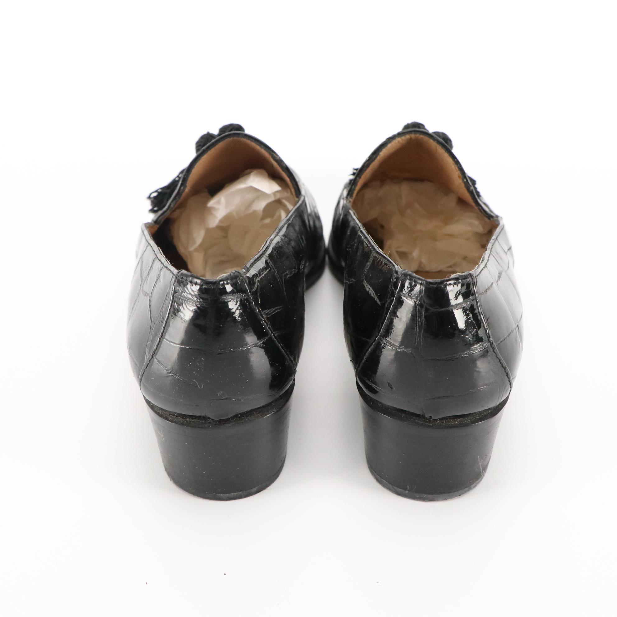 Salvatore Ferragamo Navy Suede Espadrilles & Stuart Weitzman Tassel Loafers