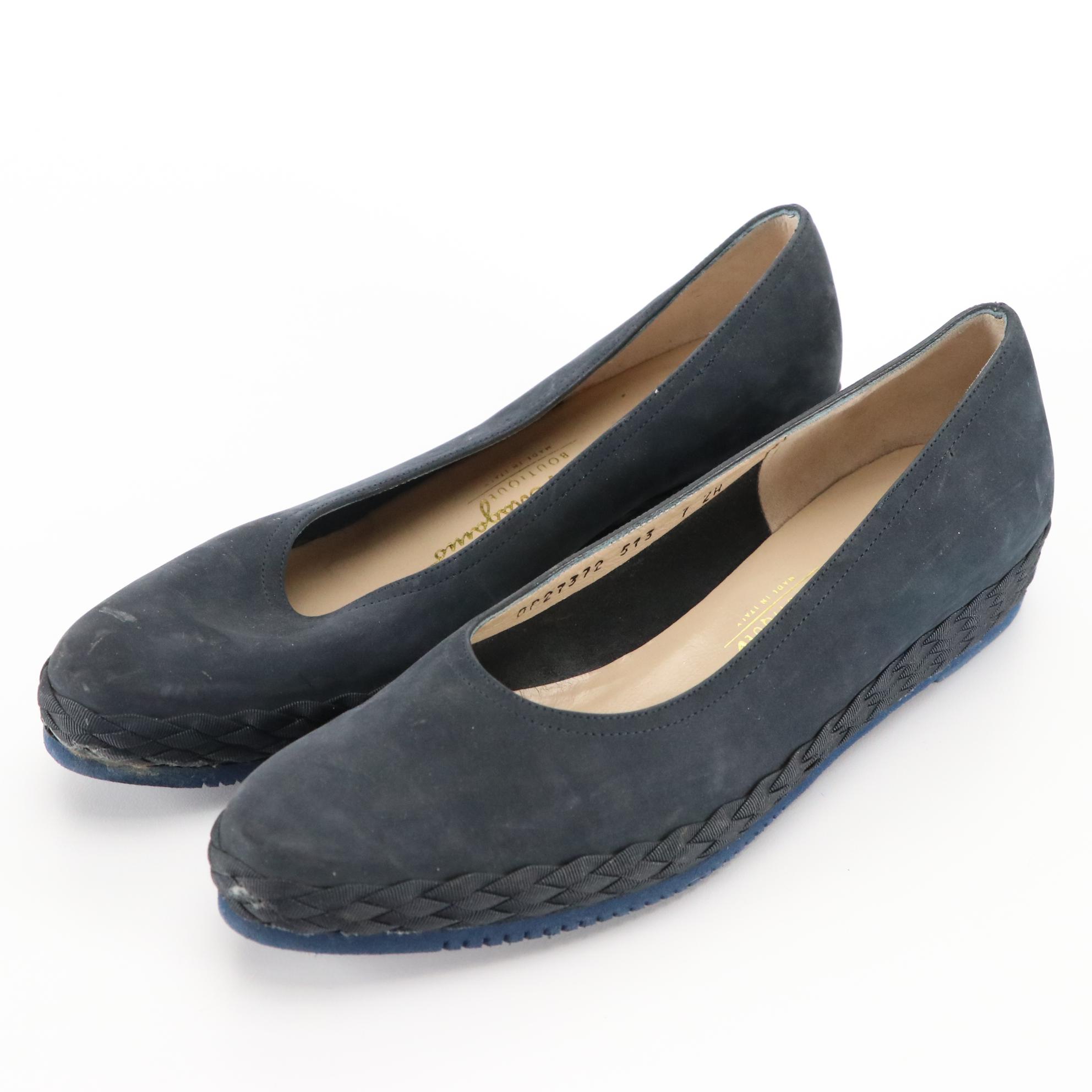 Salvatore Ferragamo Navy Suede Espadrilles & Stuart Weitzman Tassel Loafers