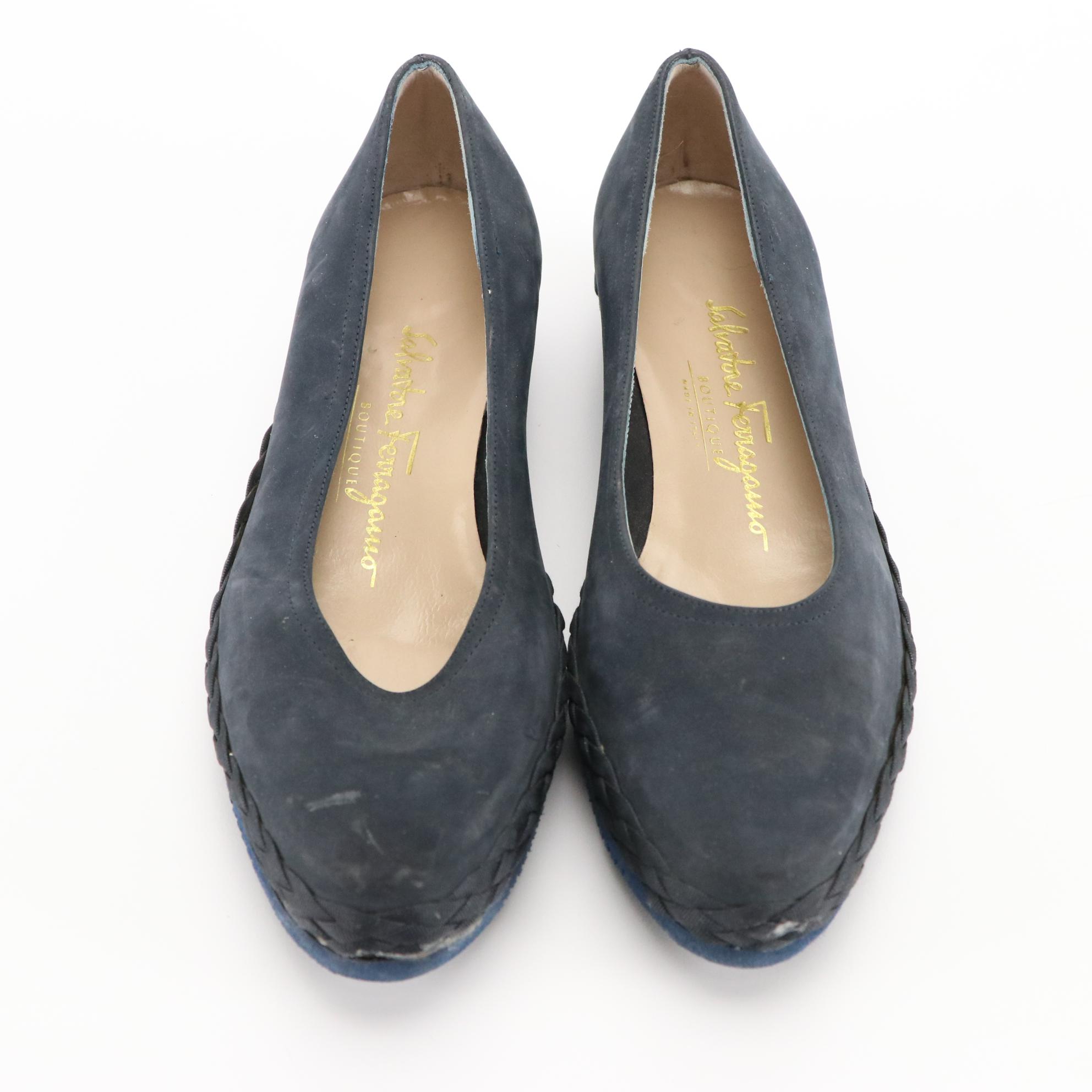 Salvatore Ferragamo Navy Suede Espadrilles & Stuart Weitzman Tassel Loafers